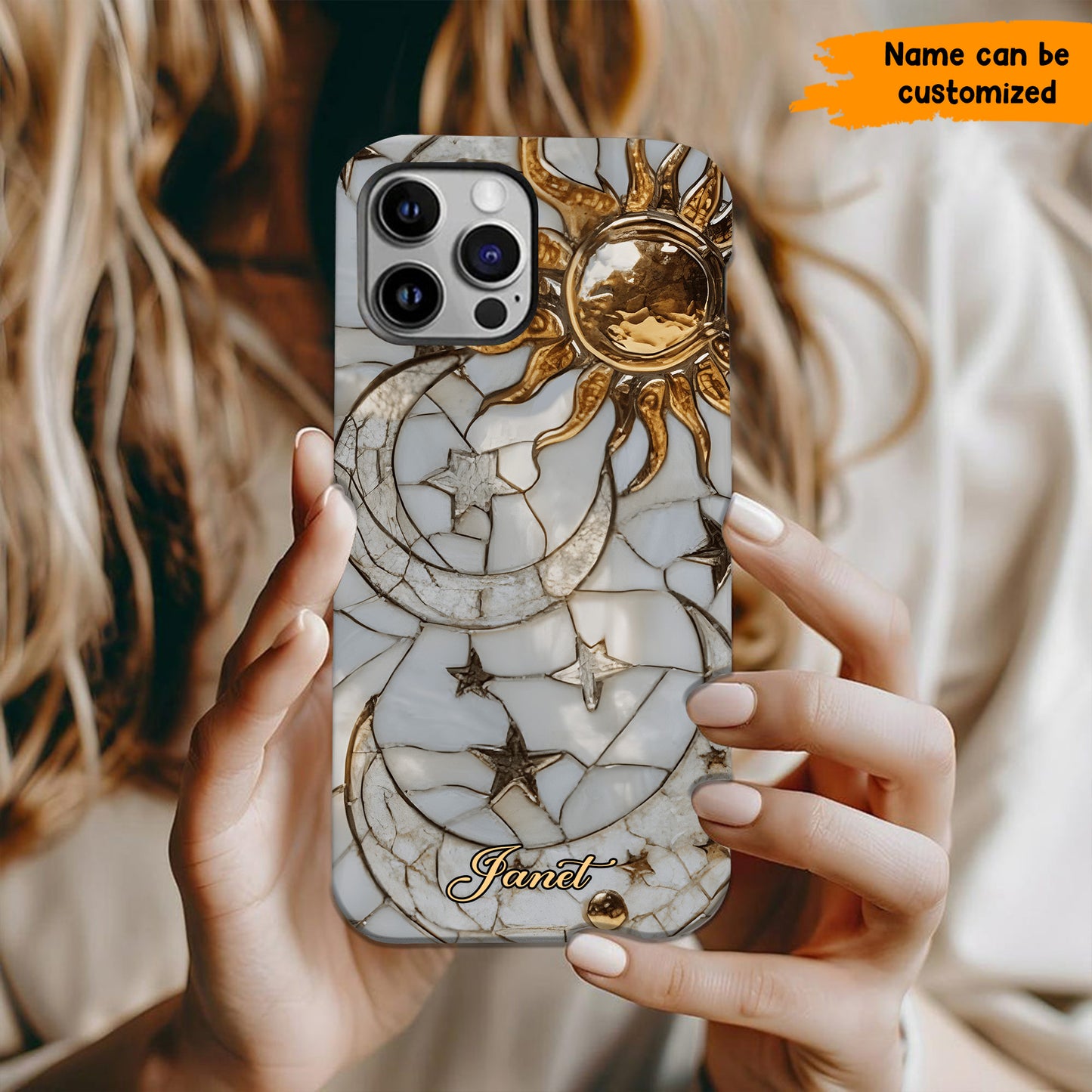 Golden Harmony – Personalized Moon & Sun Phone Case