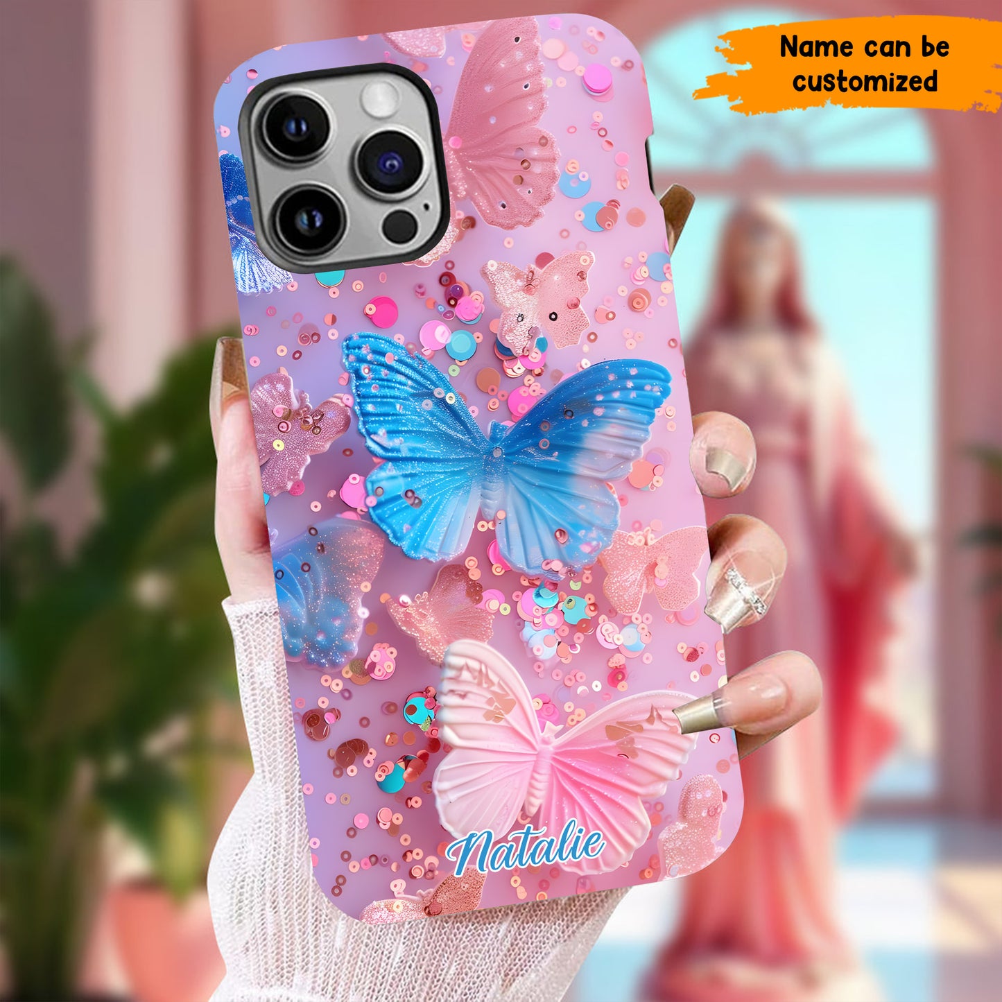 Personalized Butterfly Glitter Phone Case