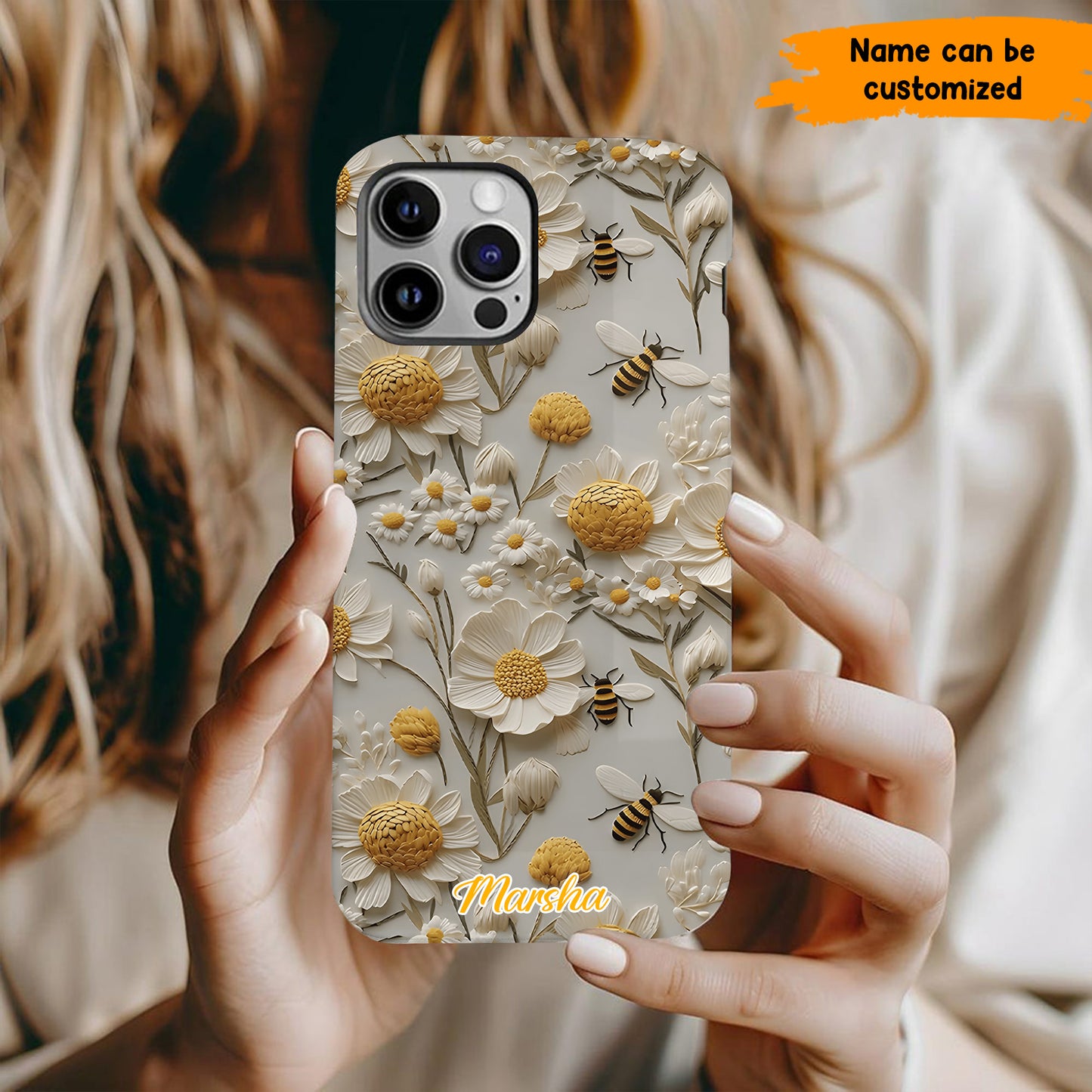 Bee Floral – Personalized Phone Case