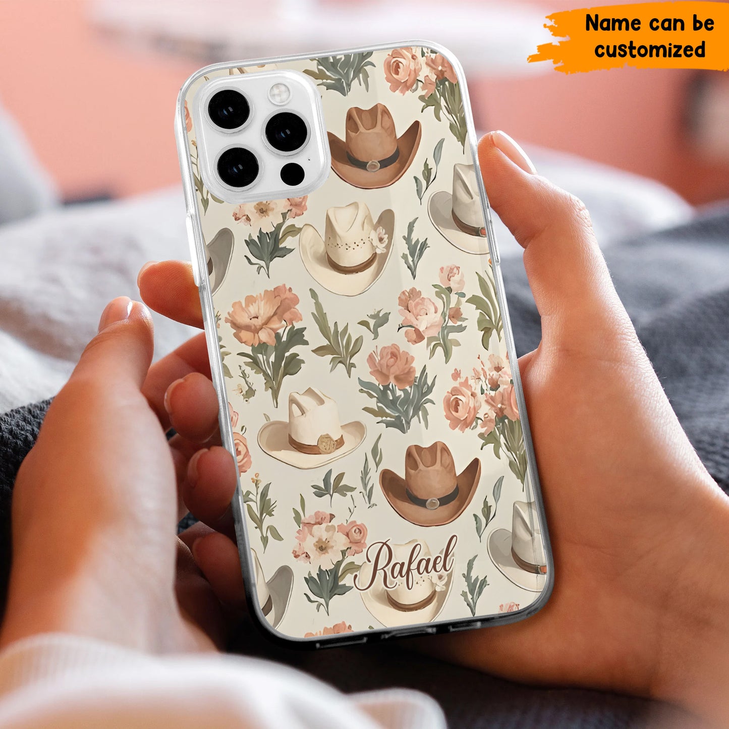 Cowgirl Hat Flowers - Personalized Phone Case