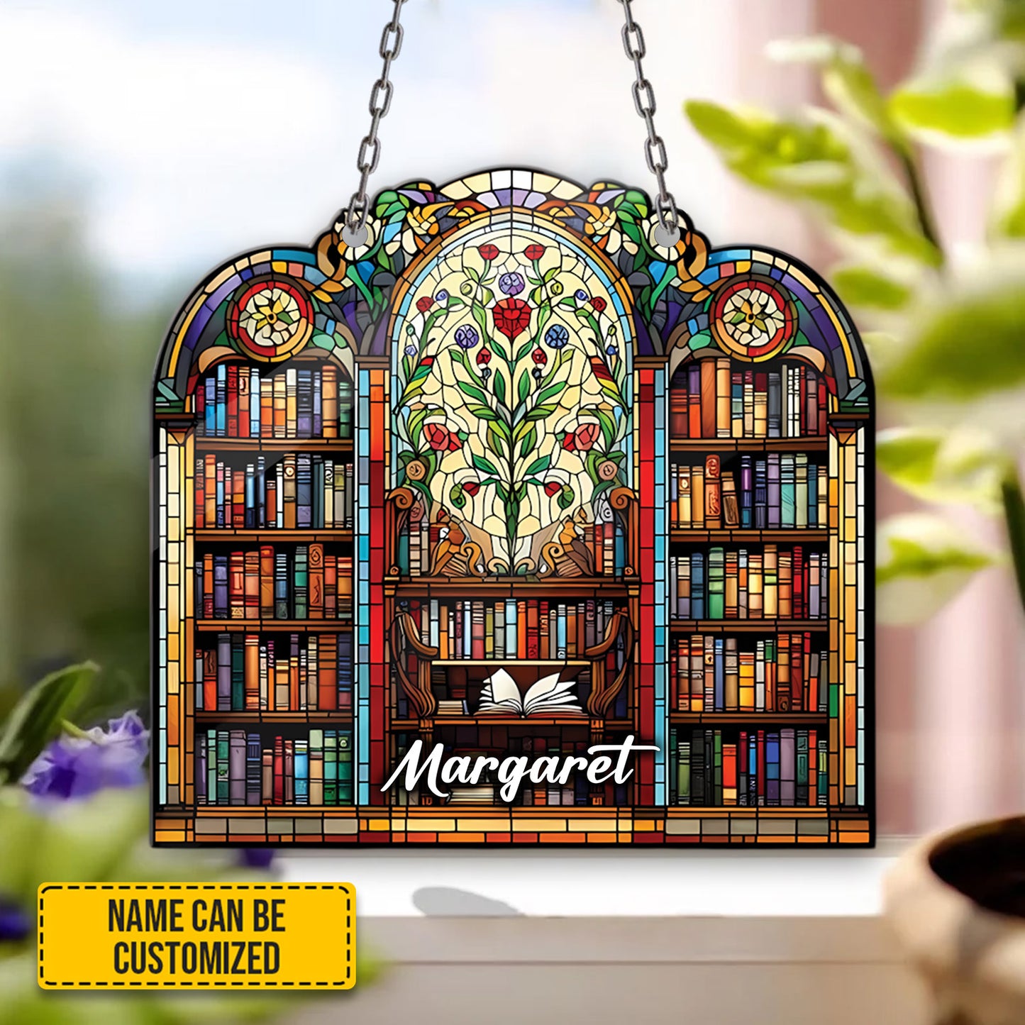 Personalized Library Books Acrylic Window Hanging