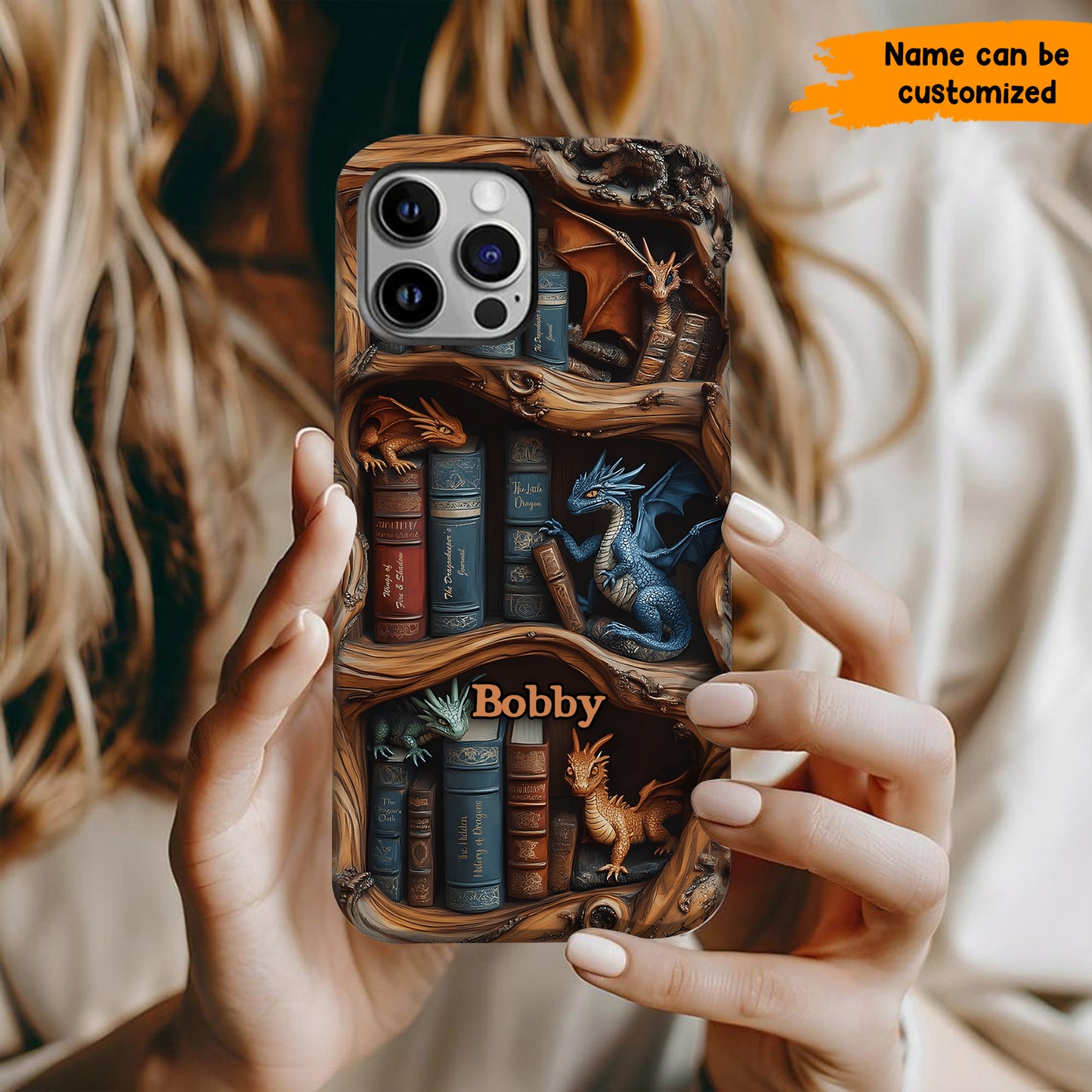 Personalized Dragon & Bookshelf Phone Case