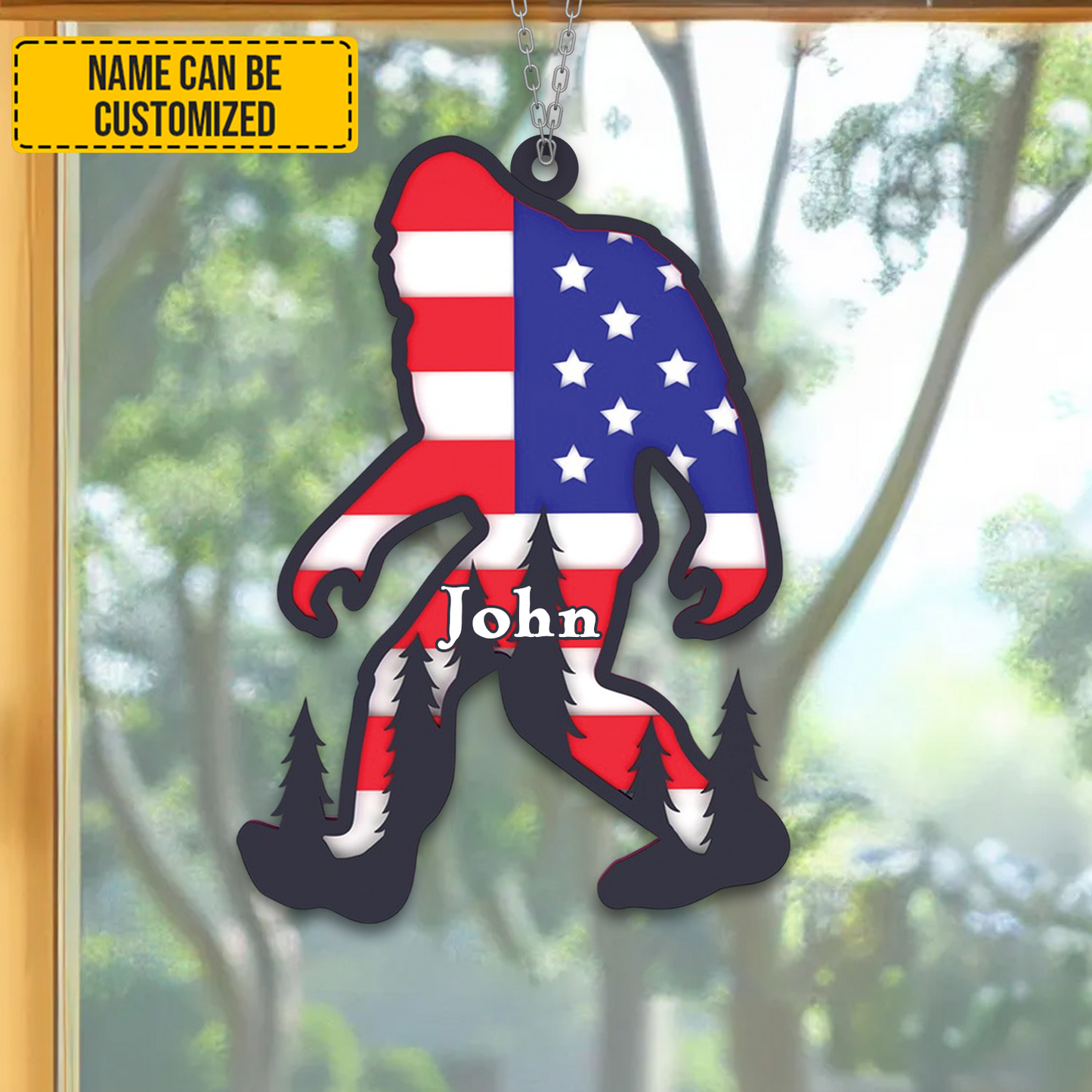 Patriotic Bigfoot – Personalized Acrylic Window