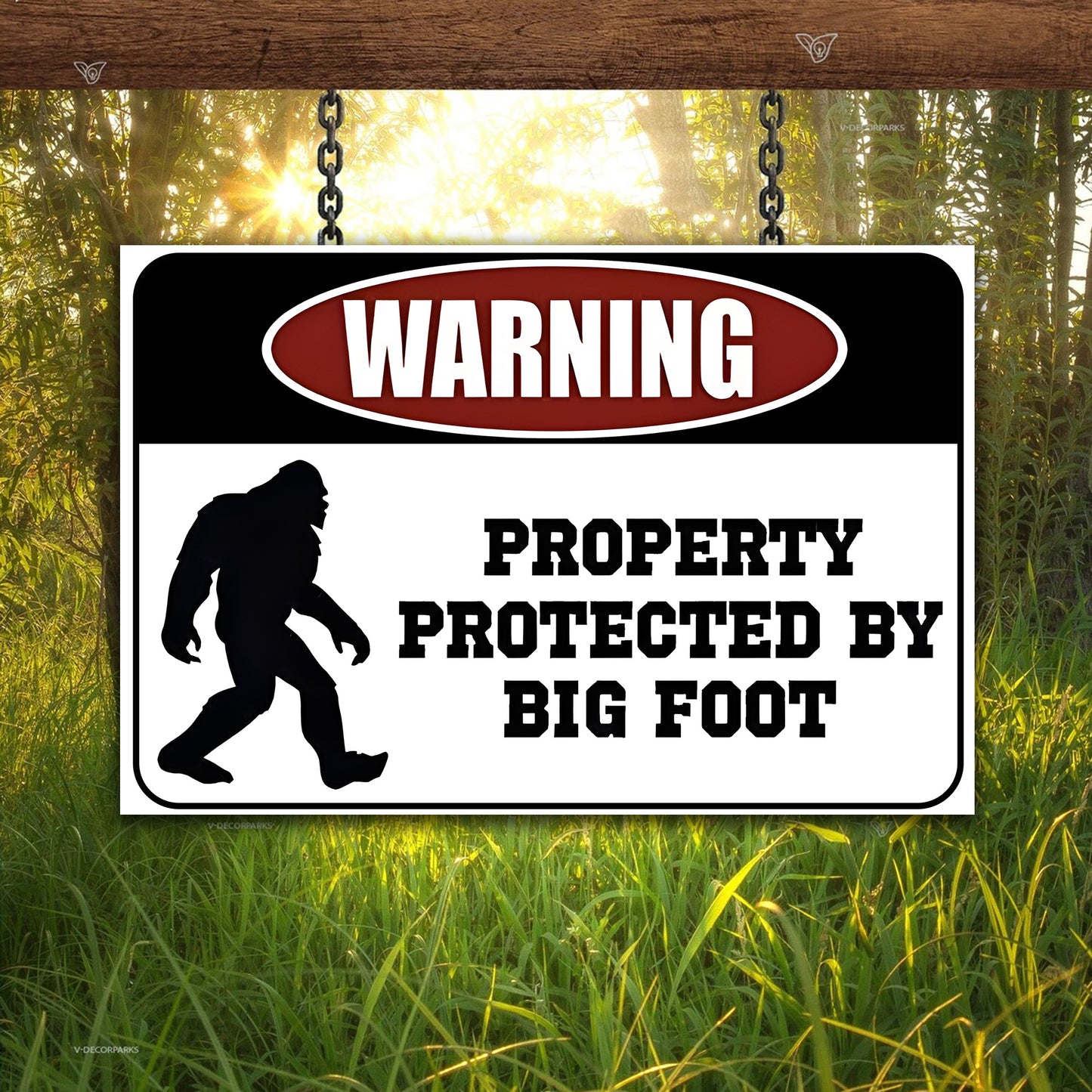Protected by Bigfoot – Funny Metal Sign