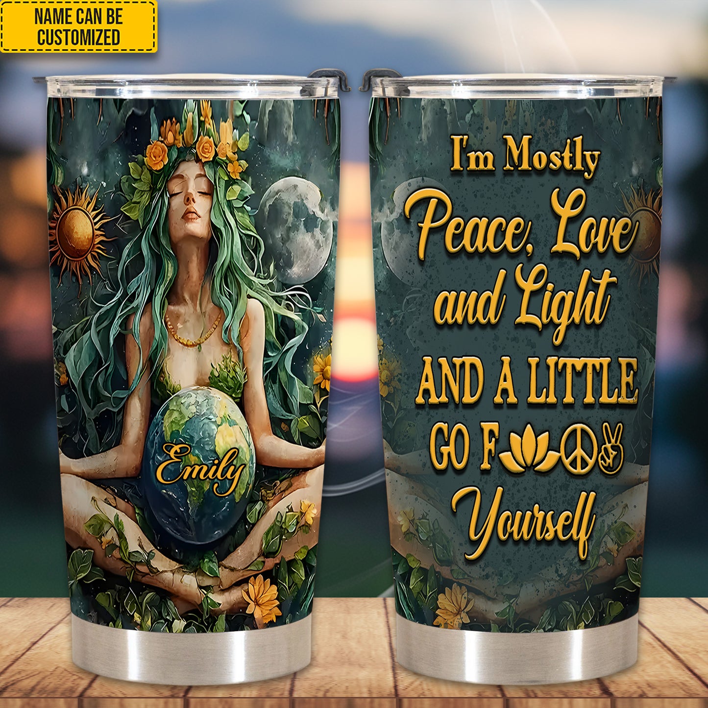 Personalized Yoga Hippie Mindfulles Tumbler
