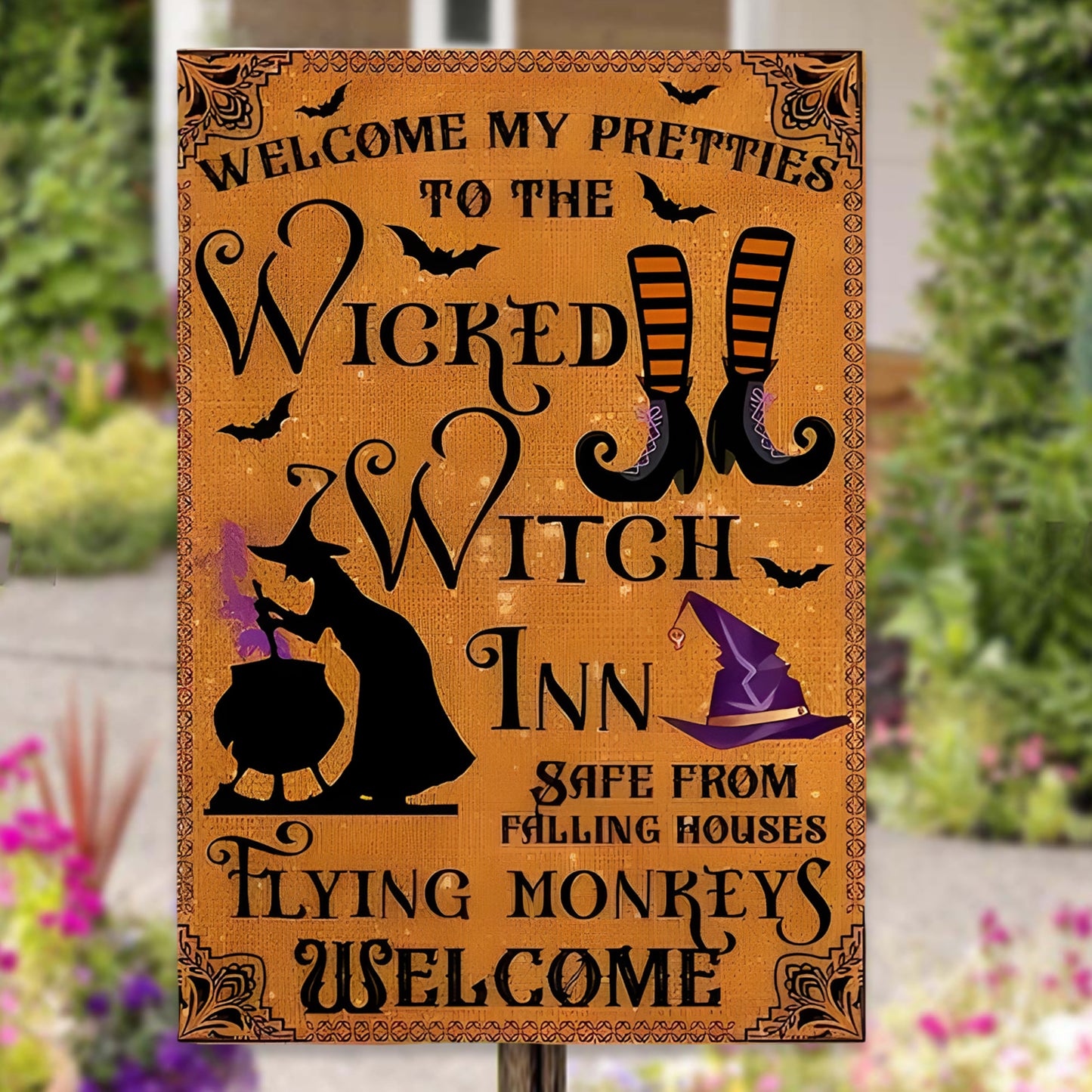 Welcome My Pretties To The Wicked - Witch Metal Sign