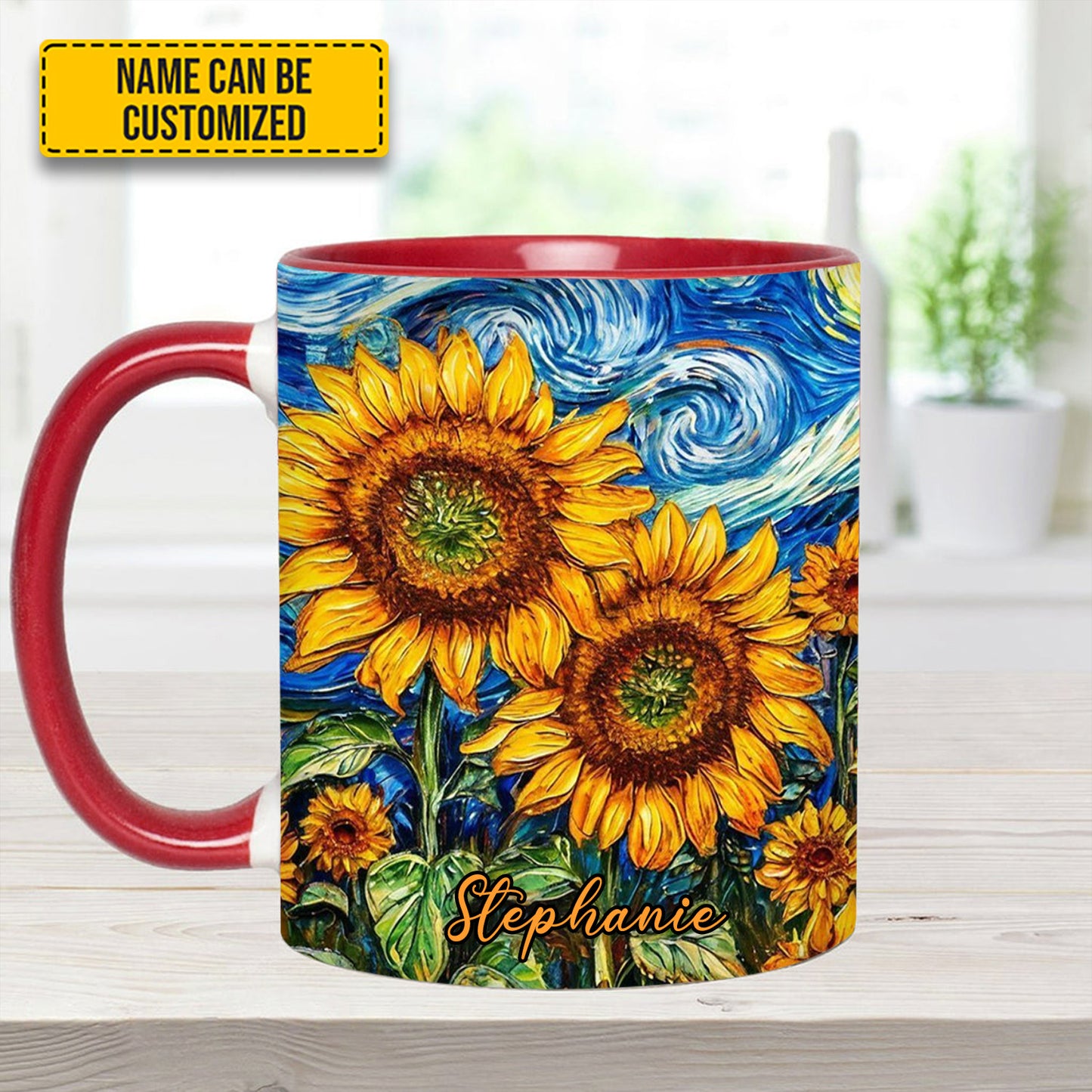 Starry Bloom – Personalized Sunflower Accent Mug
