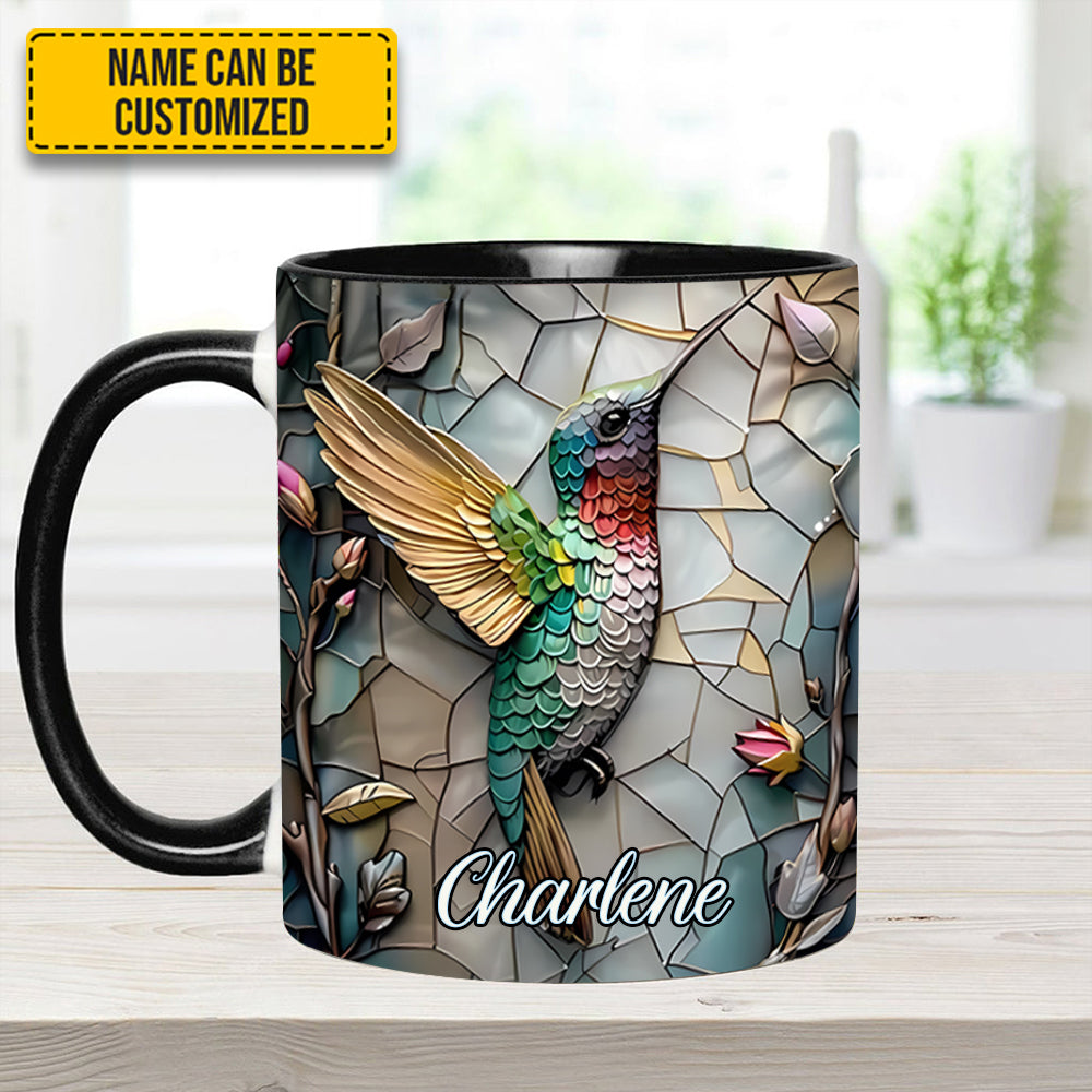 Artistic Hummingbird - Personalized Hummingbird Accent Mug