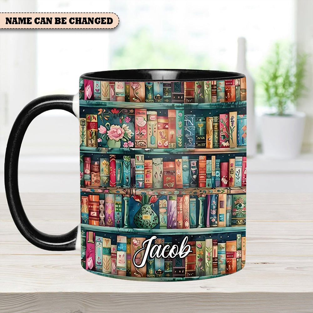 Personalized Bookshelf Mug – Cozy Library Lover’s Dream