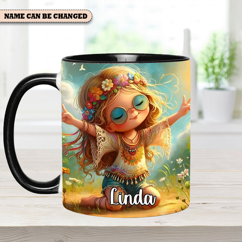 Personalized Hippie Girl Accent Mug
