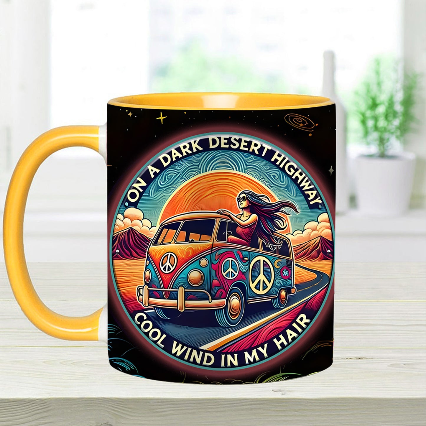 On a Dark Desert Highway - Personalized Accent Mug