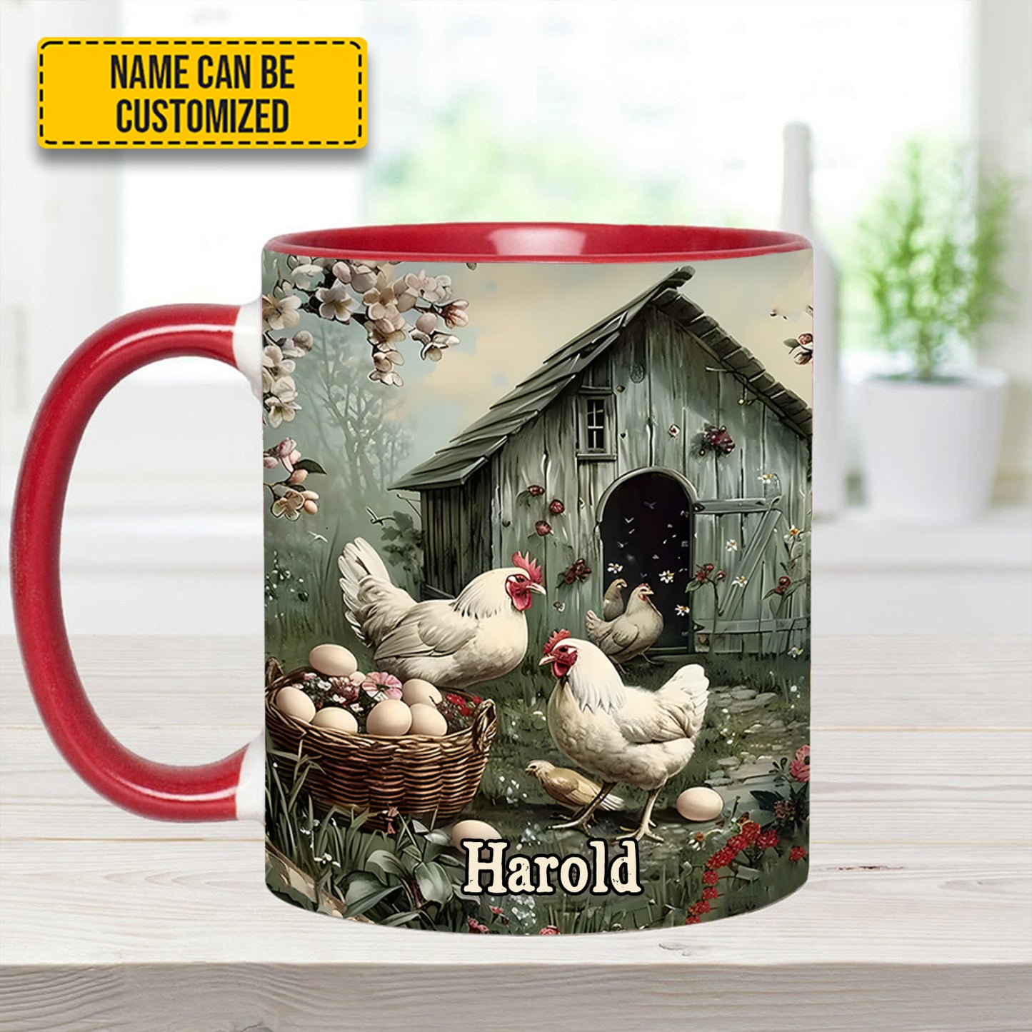 Farm Life – Personalized Chicken Accent Mug