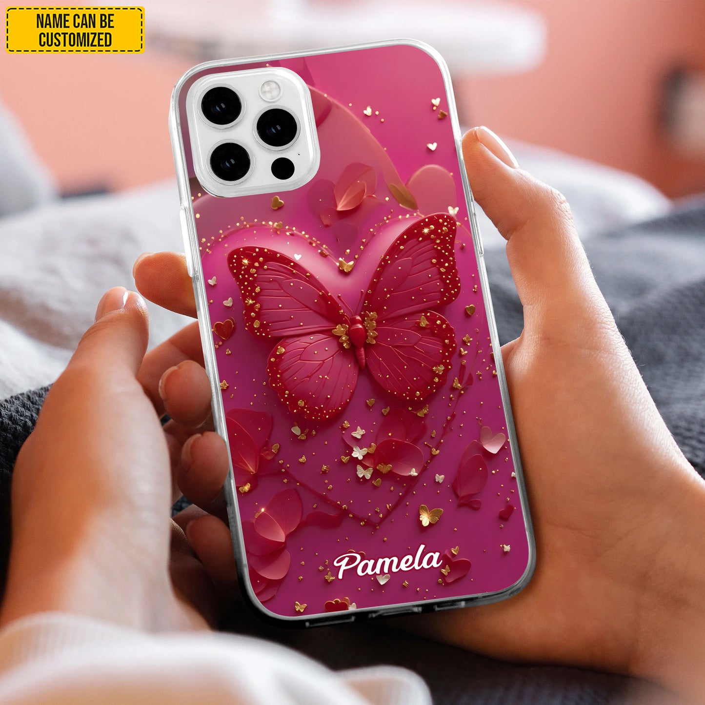 Personalized Pink Butterfly Phone Case