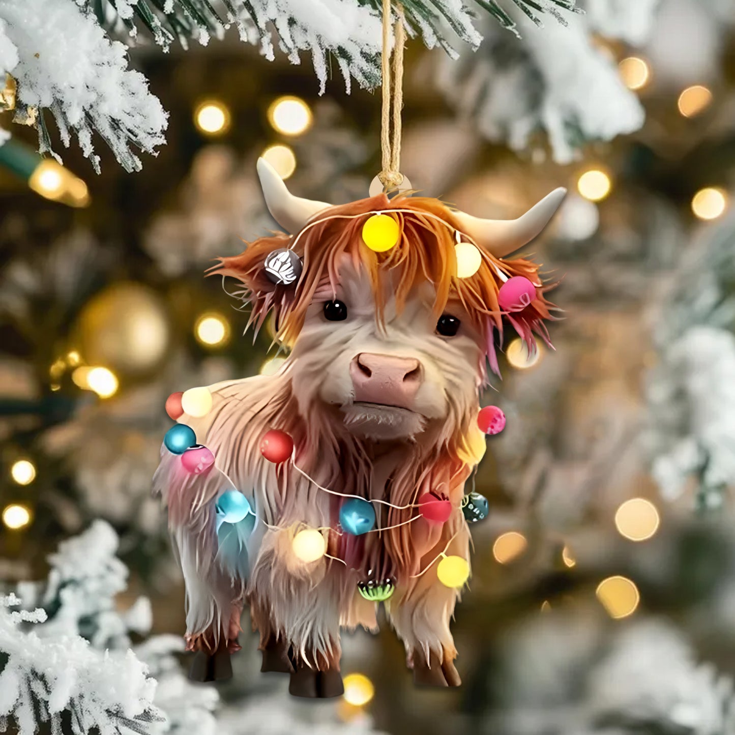 Colorful Highland Cow Ornament