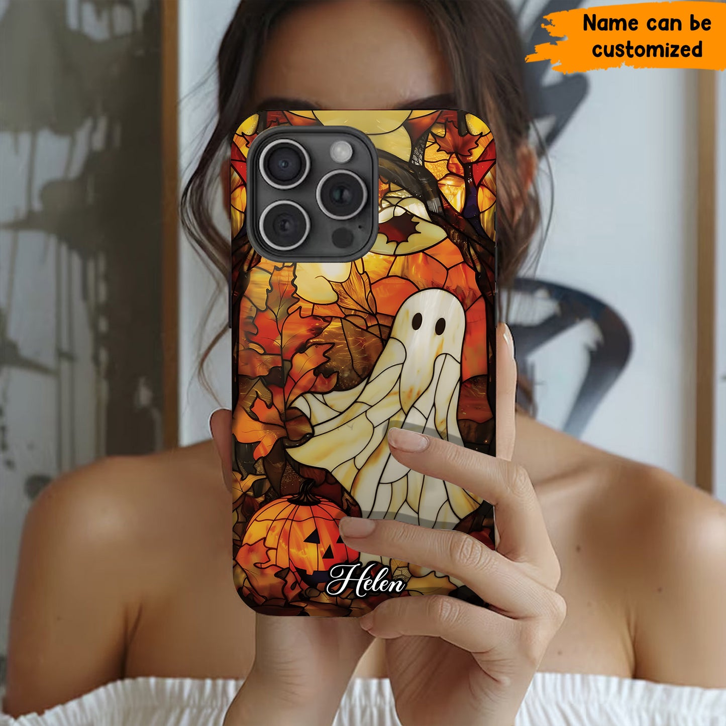 Personalized Stained Glass Ghost Phone Case