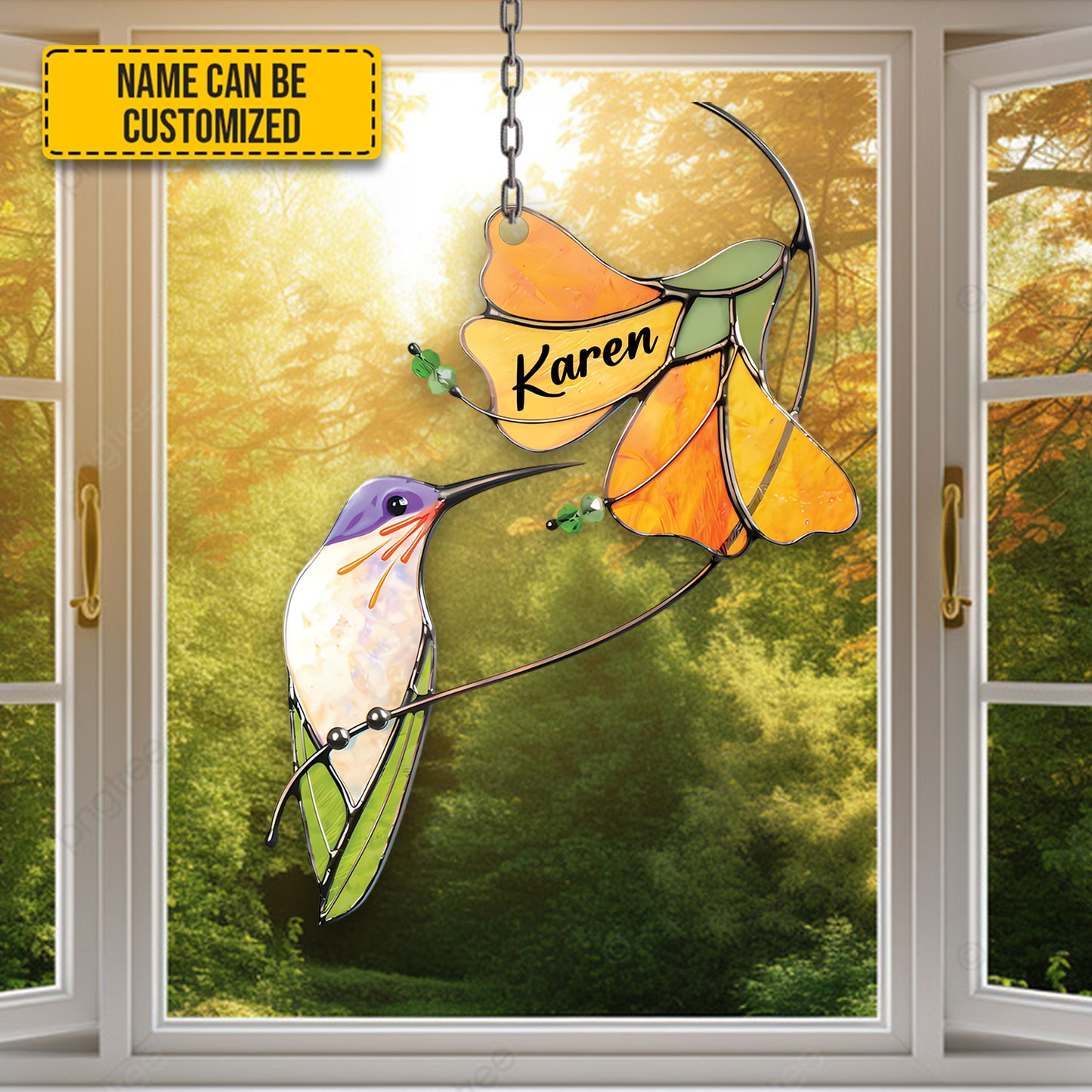 Stunning Humming Bird - Personalized Hummingbird Acrylic Window