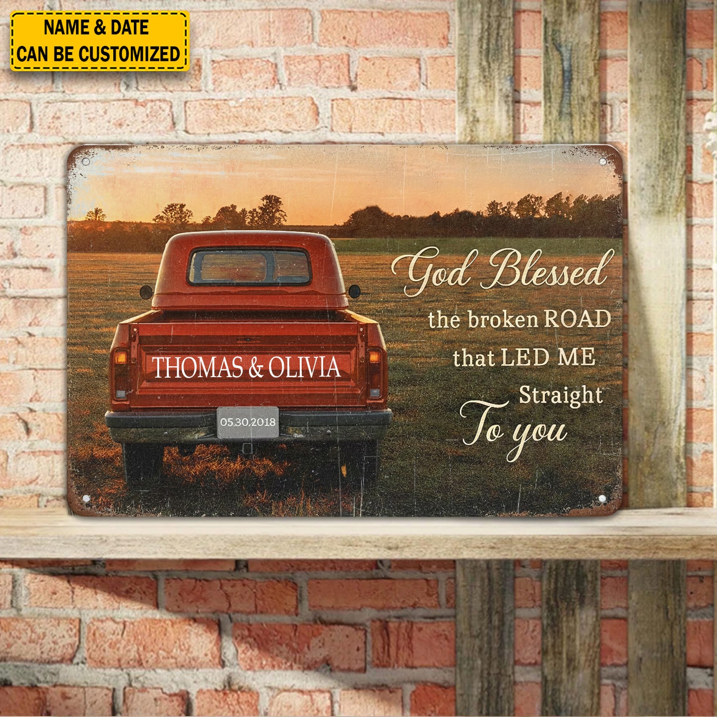 Personalized Vintage Truck Metal Sign – Custom Couple Name Wall Decor