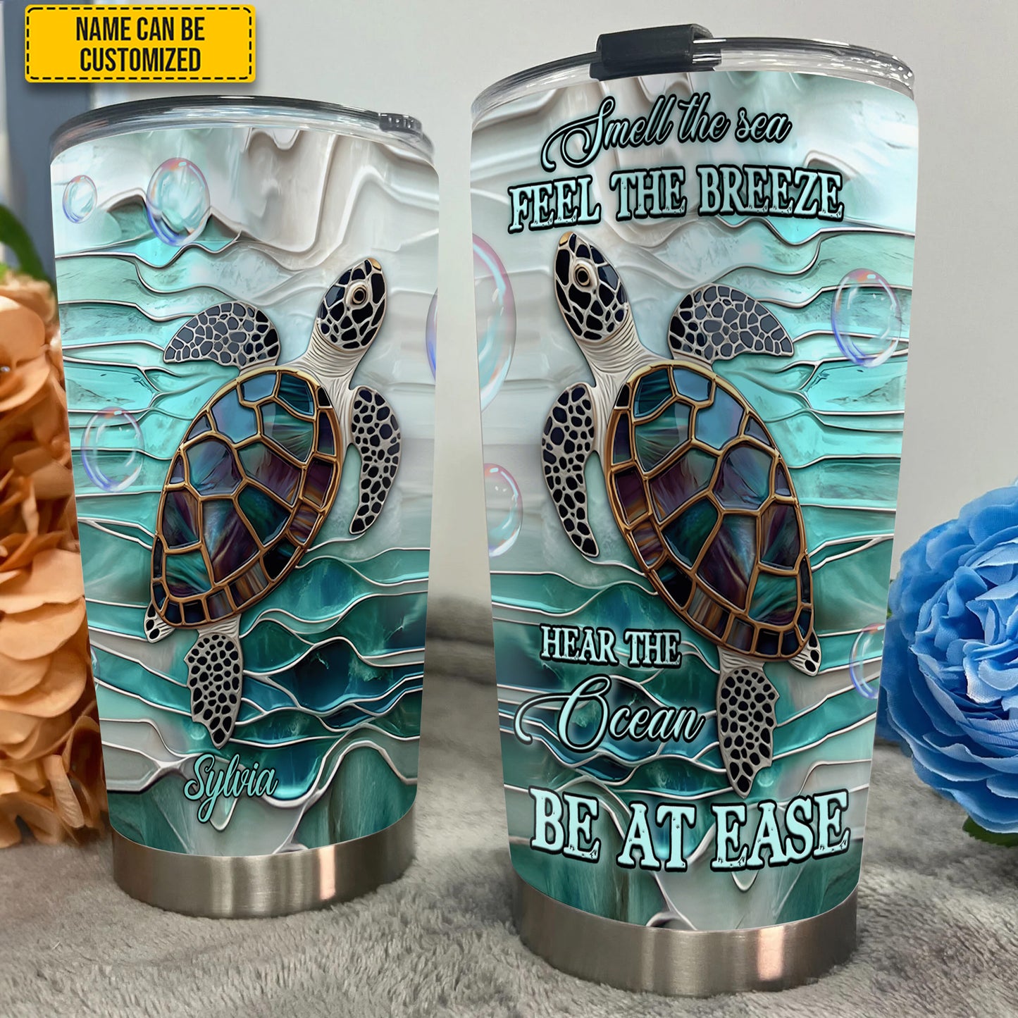 Smell The Sea - Personalized Turtle Tumbler