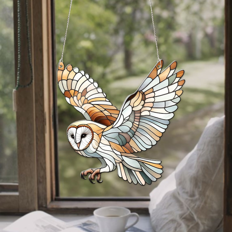 Barn Owl Acrylic Window Hanging