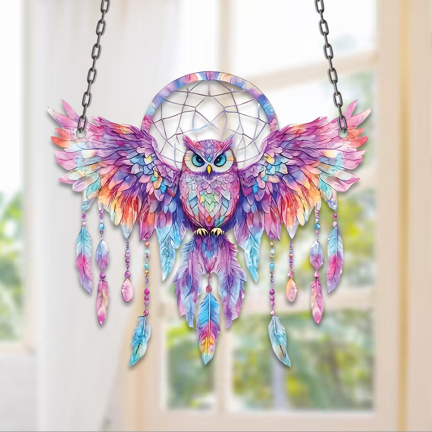 Bohemian Style Owl Acrylic Window Hanging