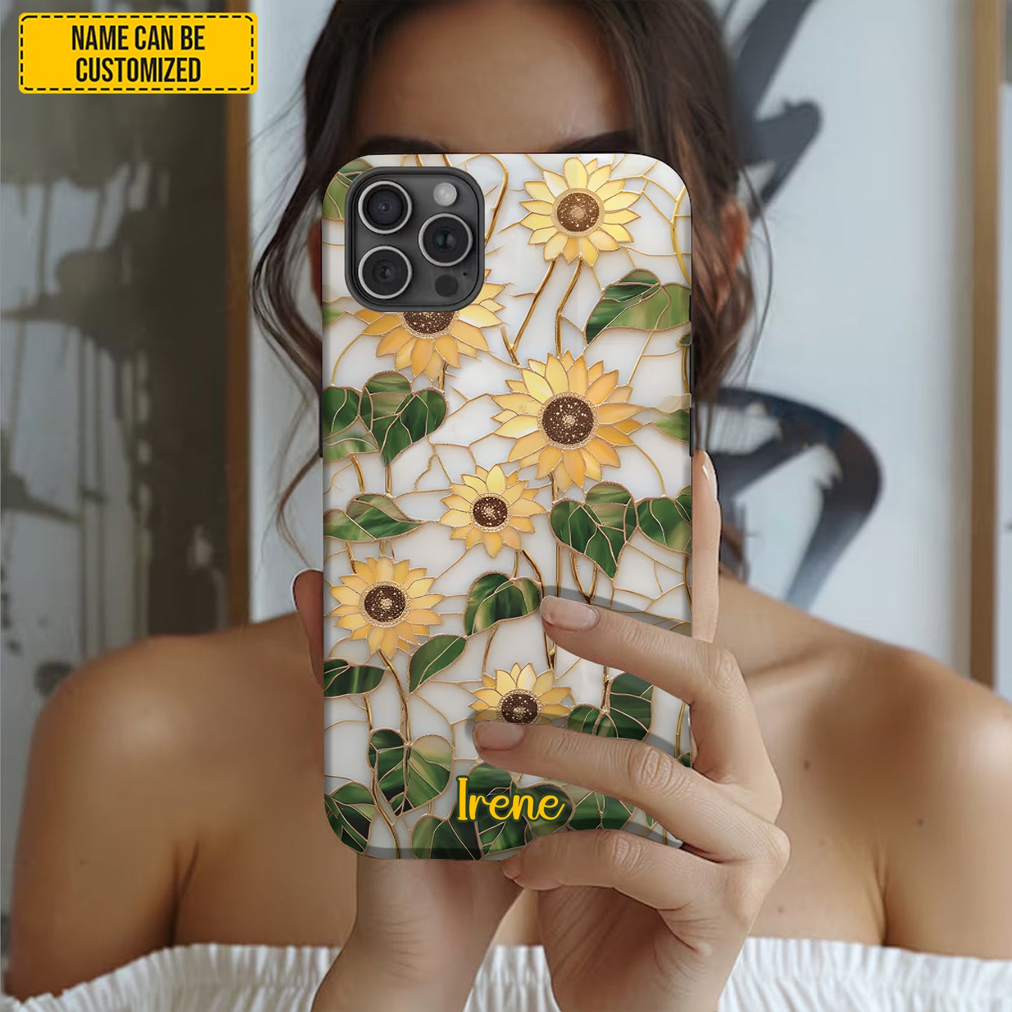 Sunflower Stained Glass - Personalized Phone Case