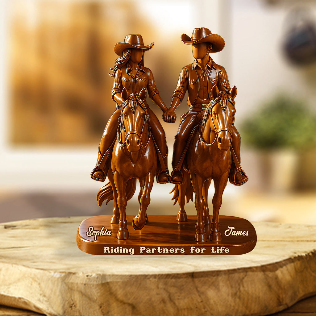 Riding Partners For Life - Personalized Couple Custom Shaped Acrylic Plaque