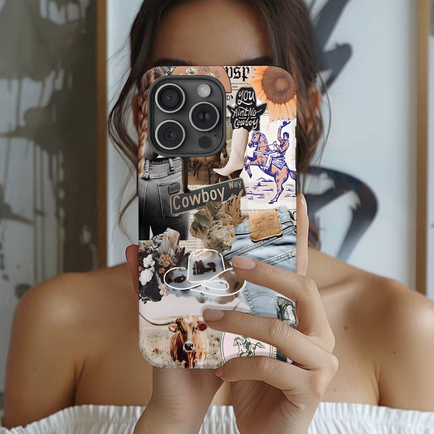 Cowboy Way Collage – Western Rodeo Vibes Phone Case