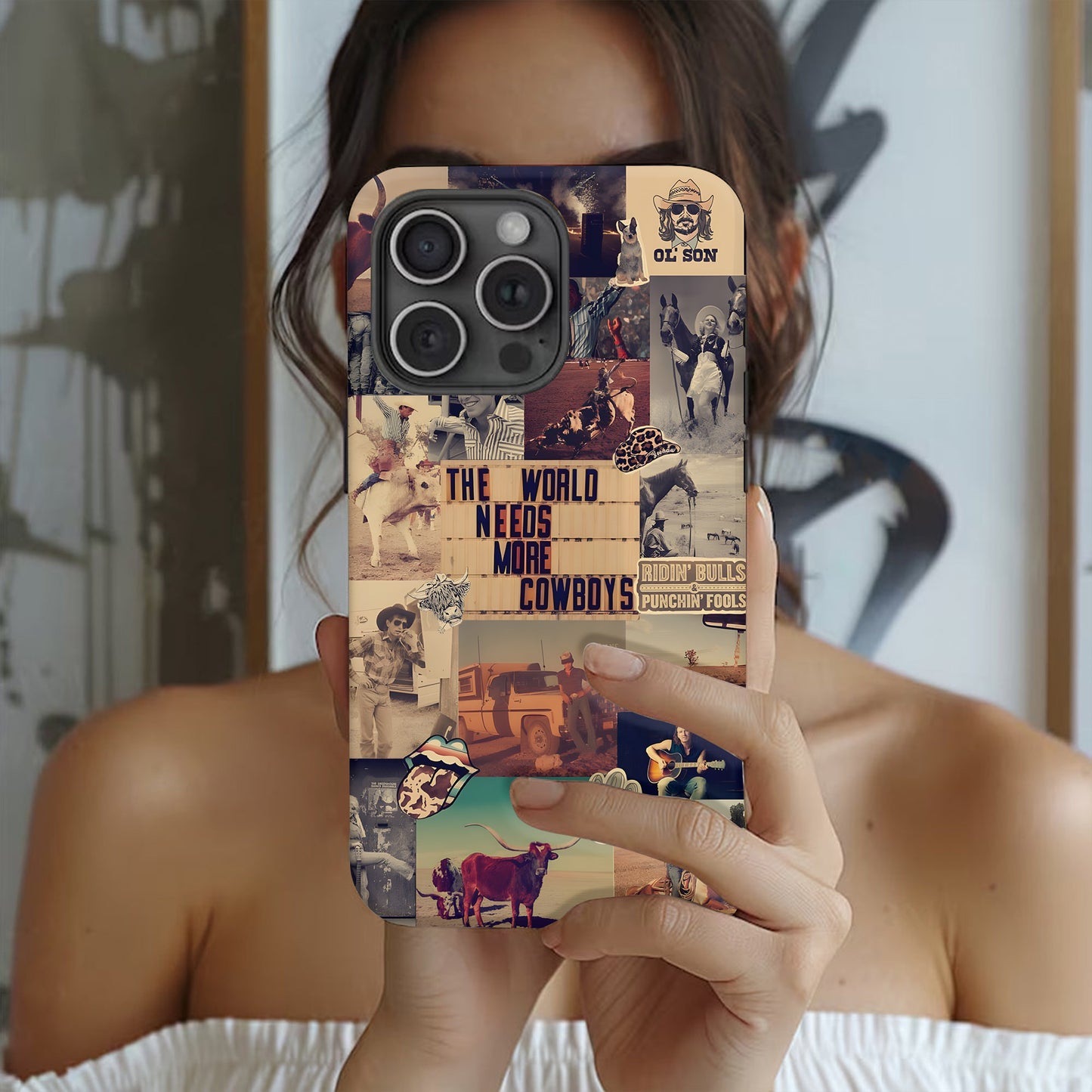 Rodeo Roots Collage – Vintage Cowboy Phone Case