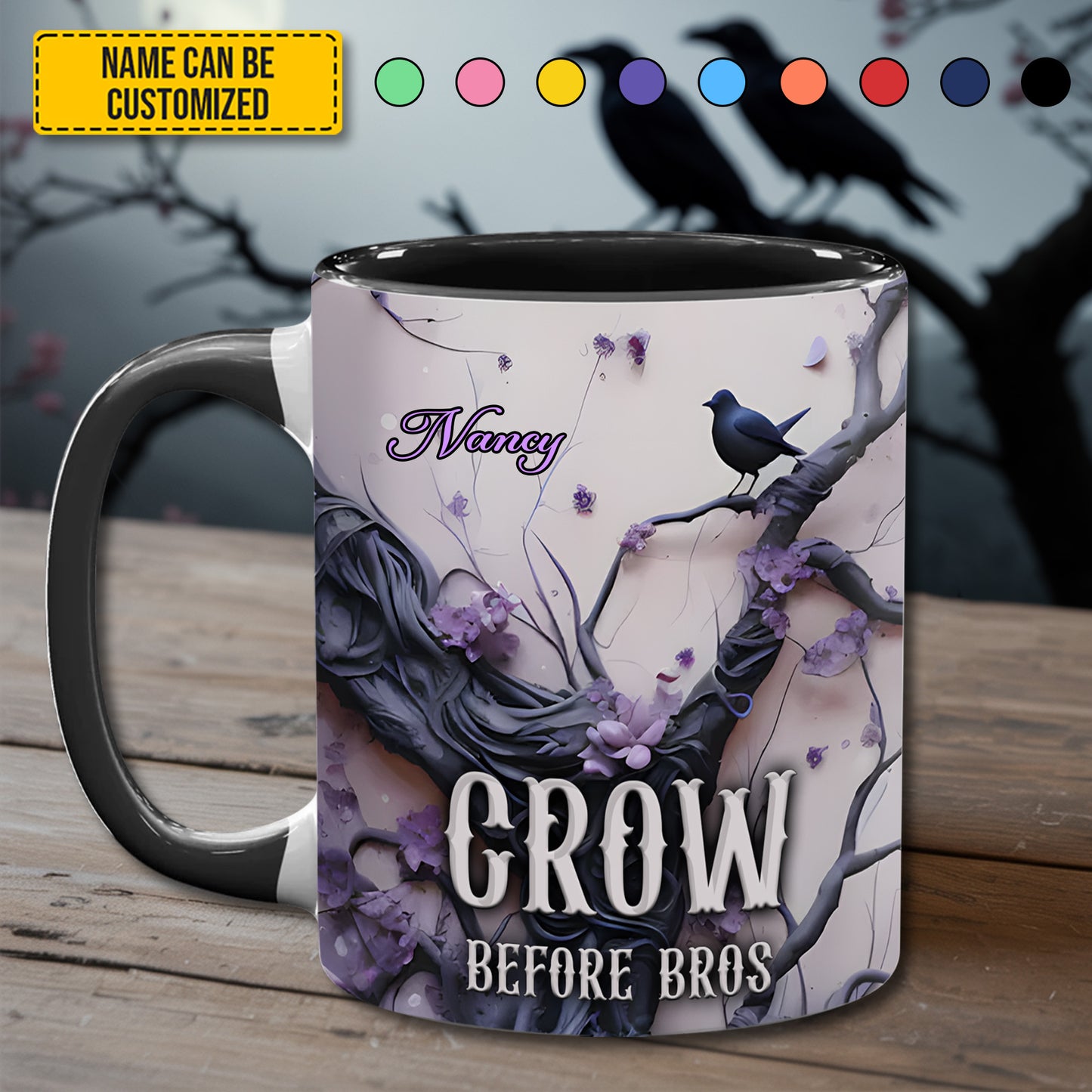 Mystic Crow Vibes - Personalized Accent Mug
