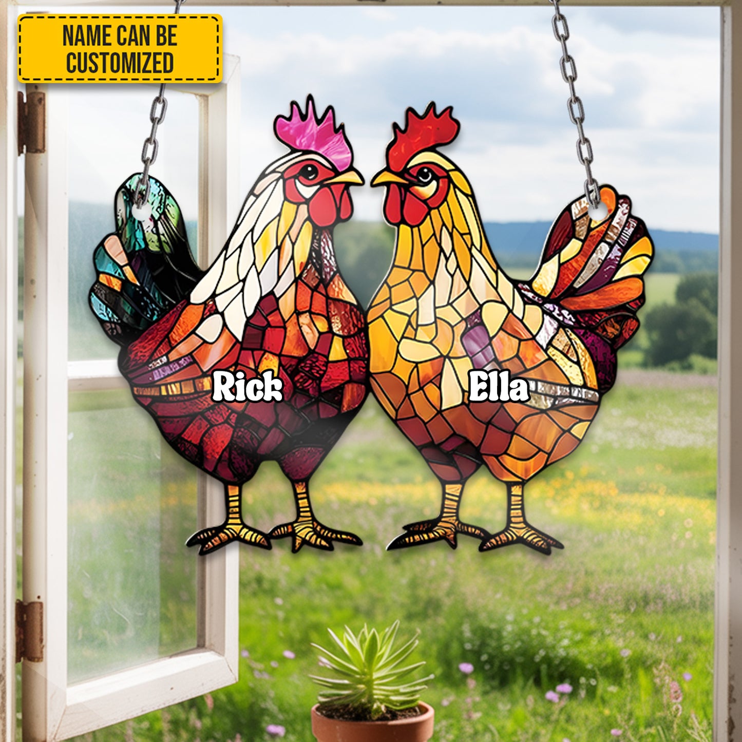 Chicken Couple Acrylic Window - Personalized Acrylic Window