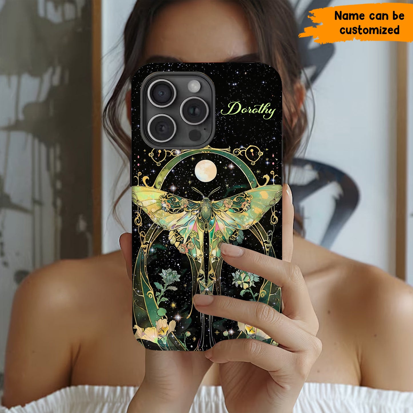Moonlit Whispers – Personalized Luna Moth Phone Case