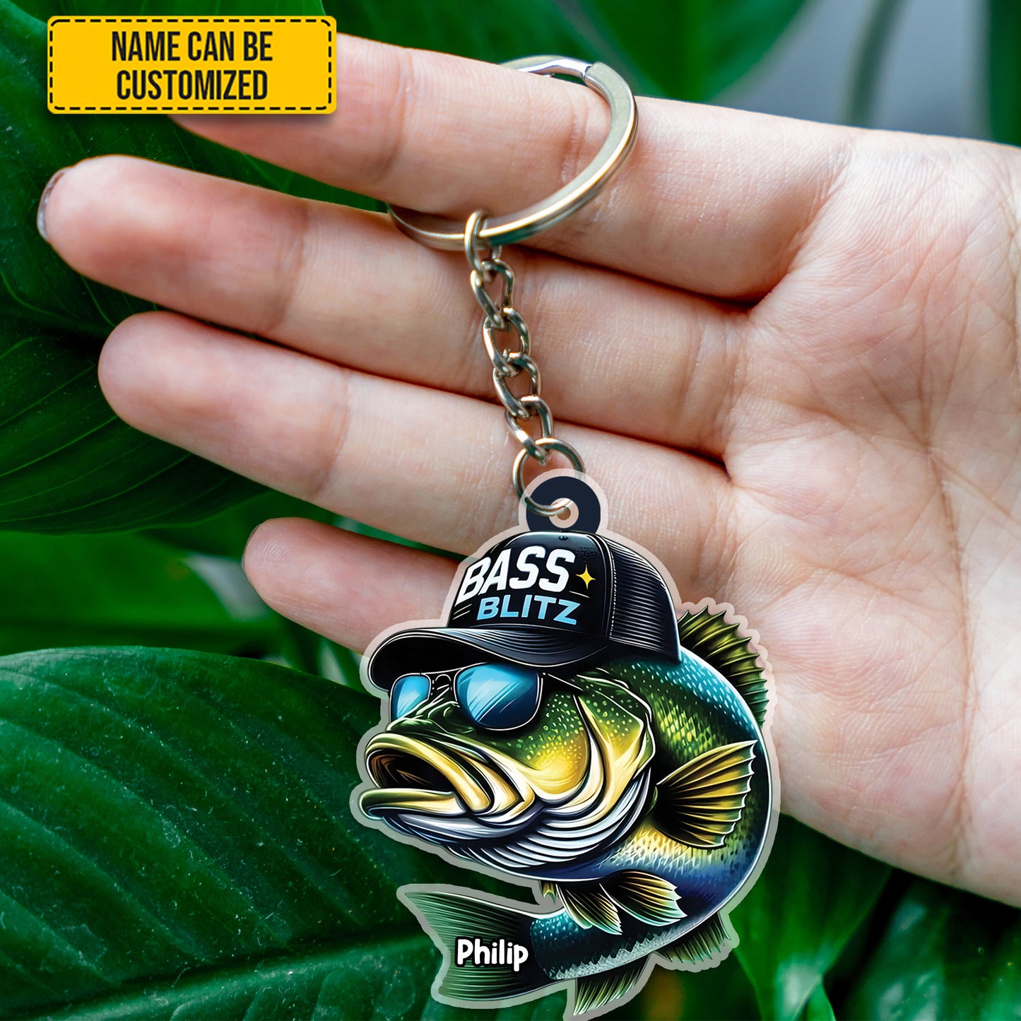 Bass Blitz – Personalized Fishing Keychain