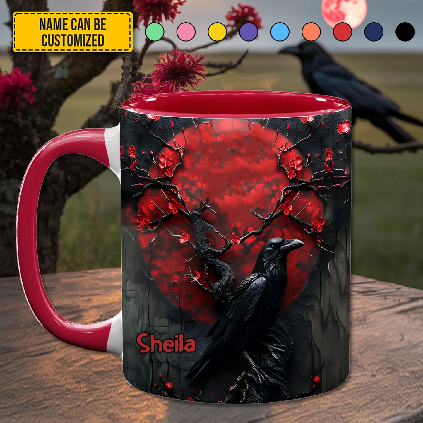 Blood Moon Raven - Personalized Accent Mug