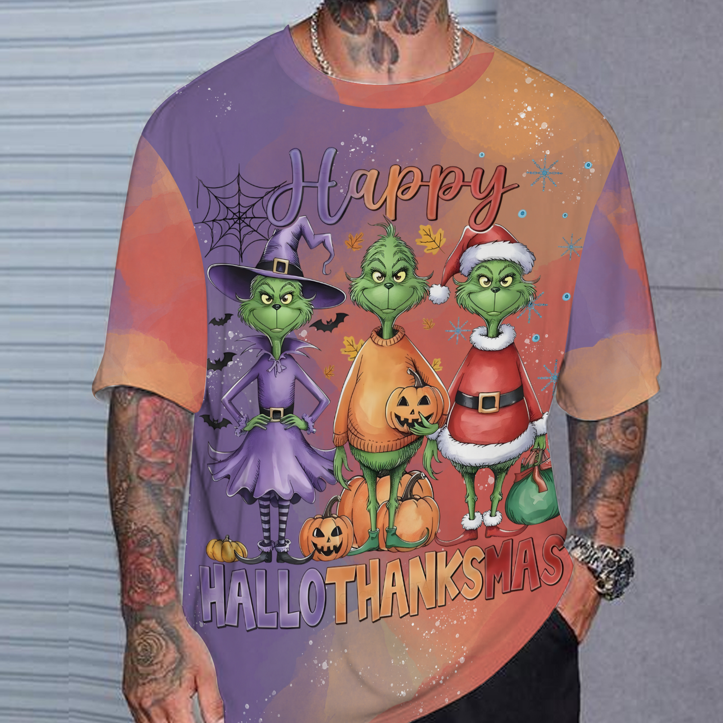 Happy HalloThanksMas All Over Print Shirt