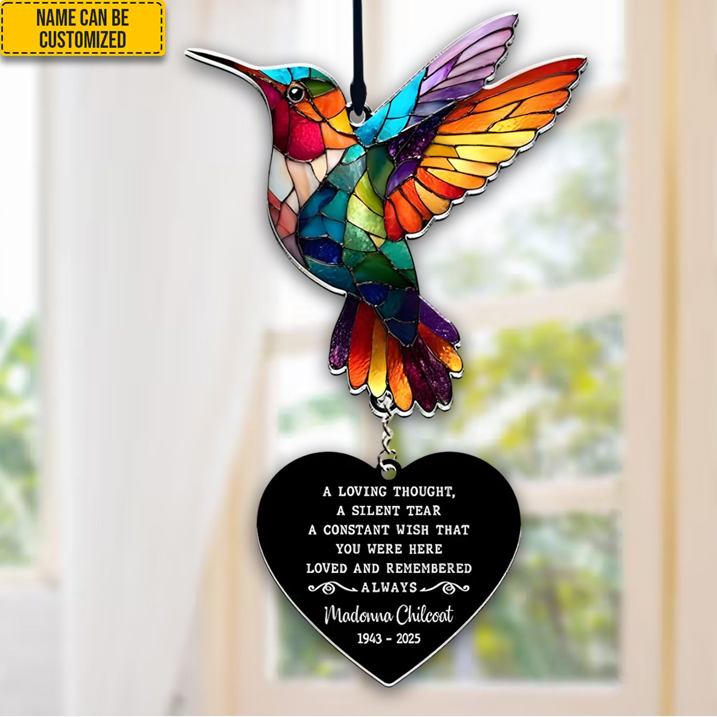 Personalized Hummingbird Memorial Acrylic Window
