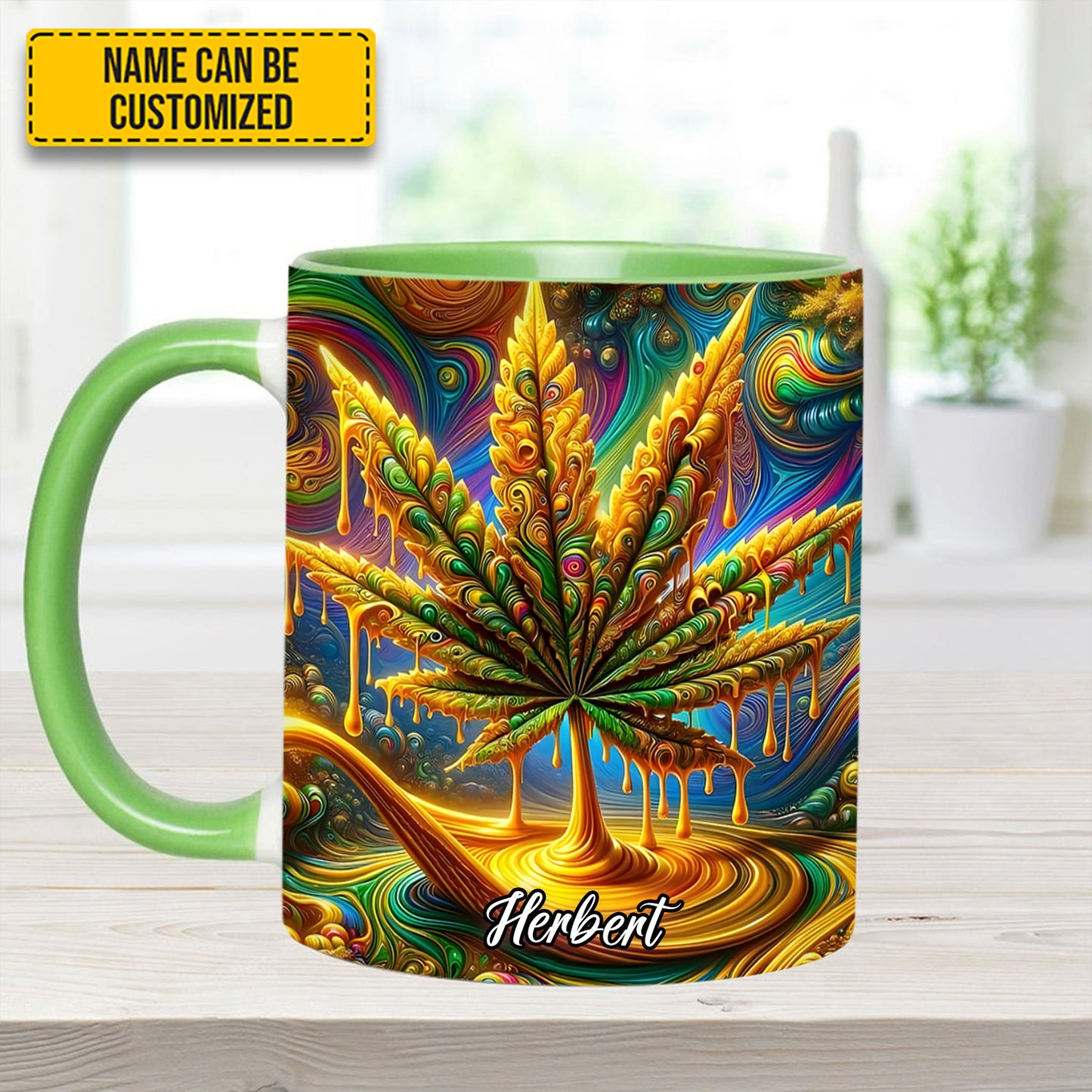 Personalized Colorful Psychedelic Weed Accent Mug