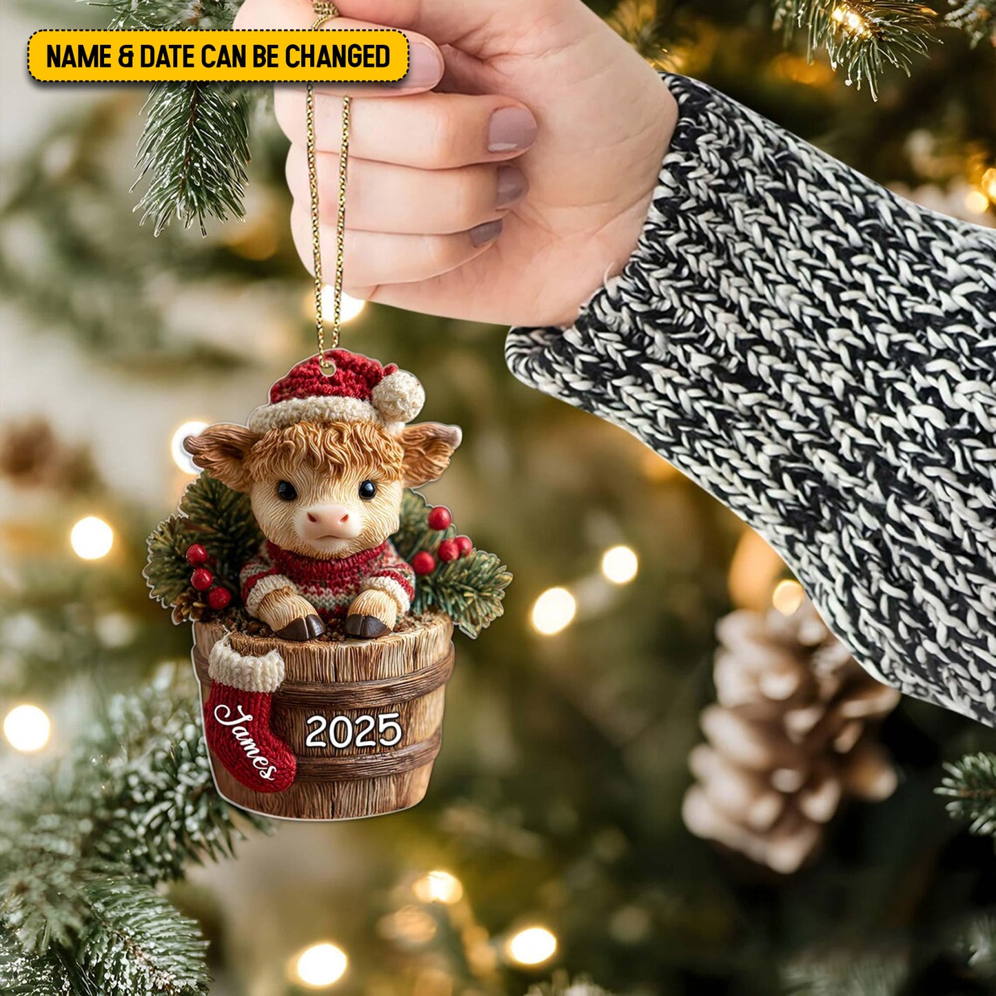 Cute Highland Cow - Personalized Highland Cow Ornament