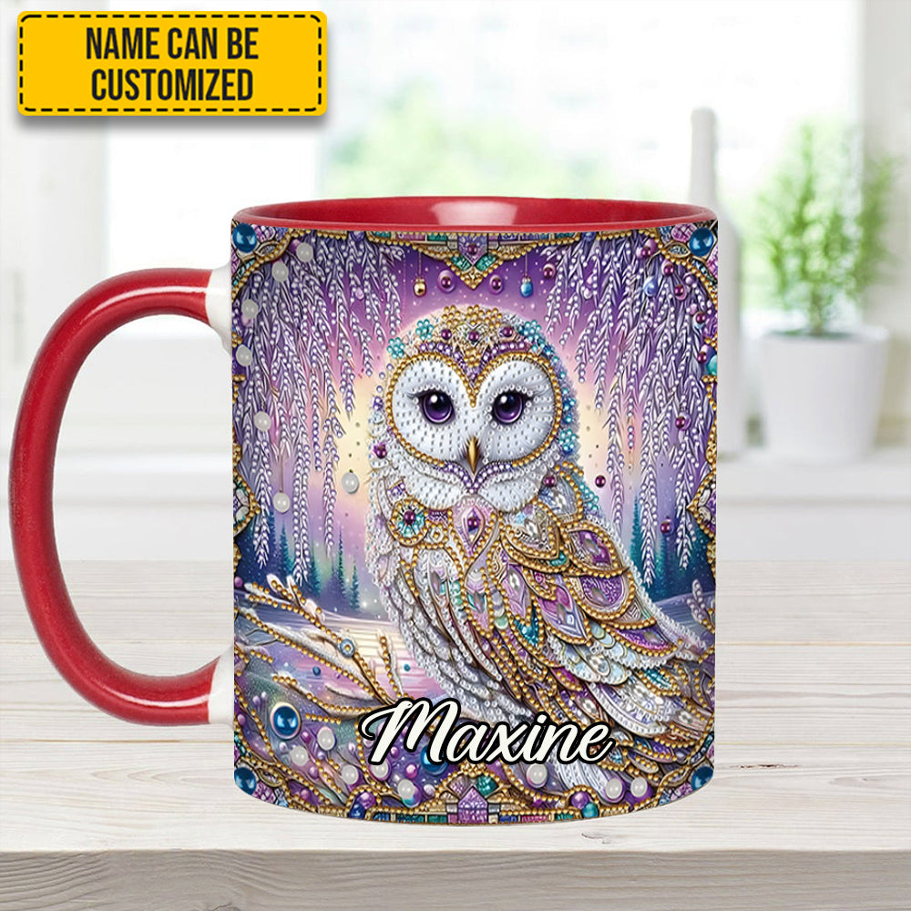 Crystal Diamond - Personalized Owl Accent Mug