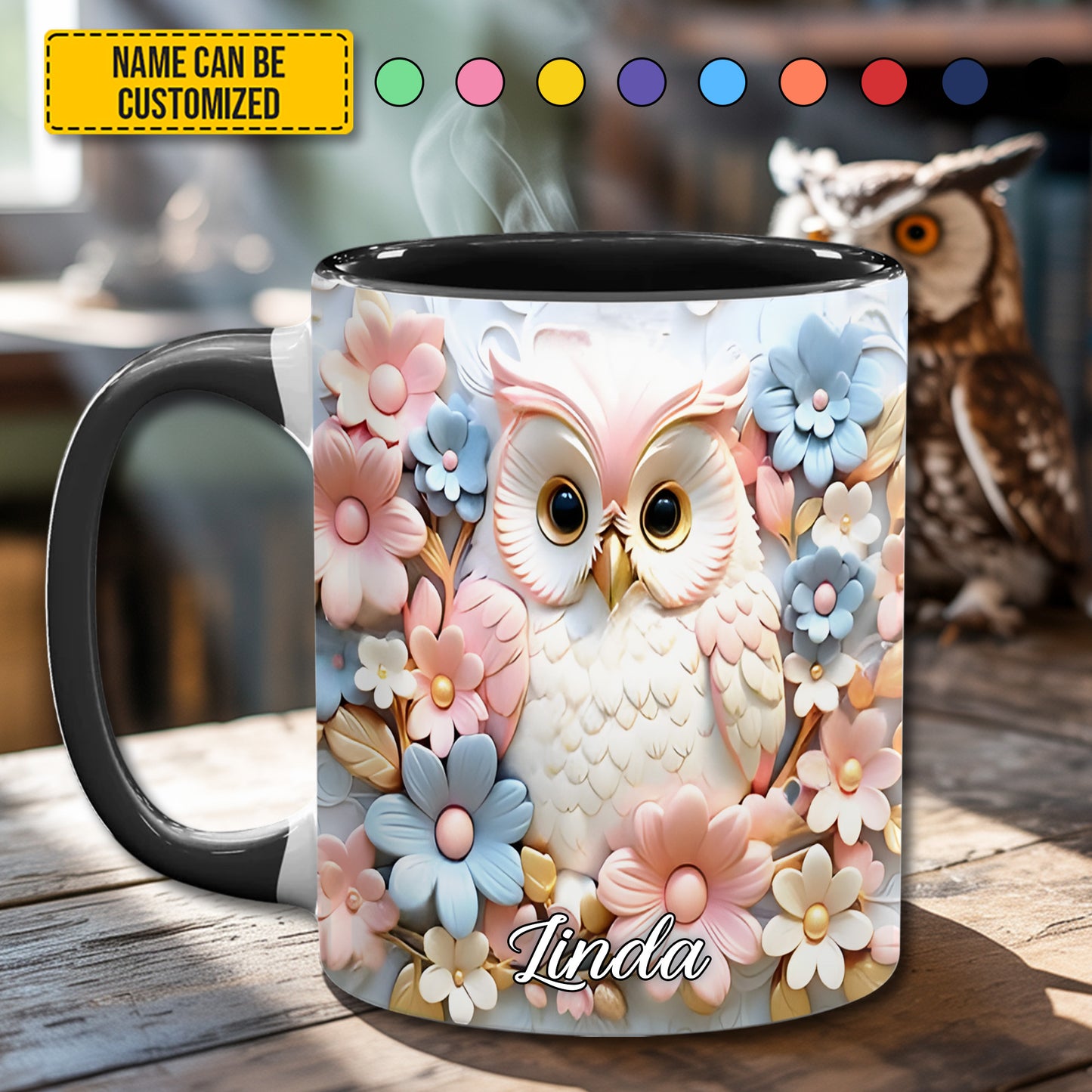 Owl accent mug - Personalized Accent Mug