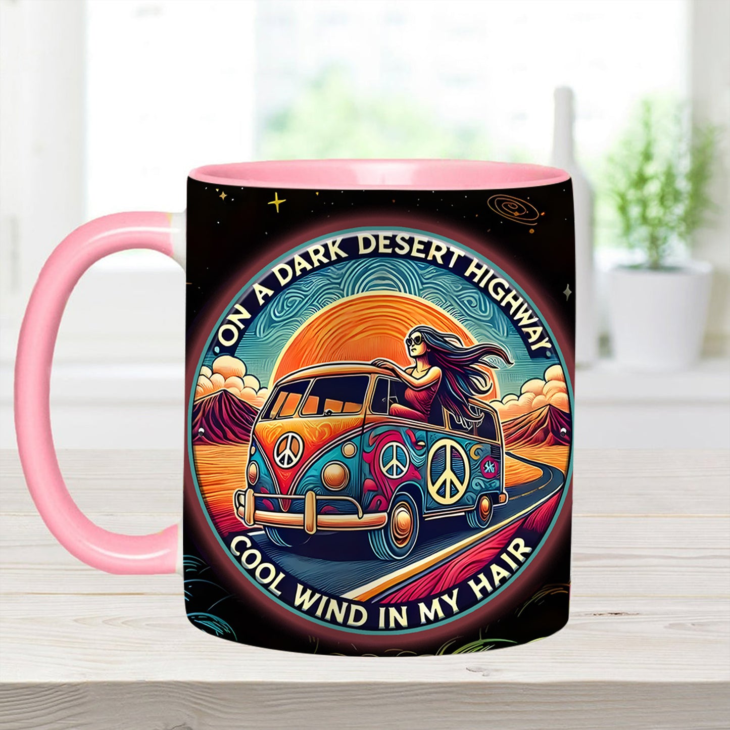 On a Dark Desert Highway - Personalized Accent Mug