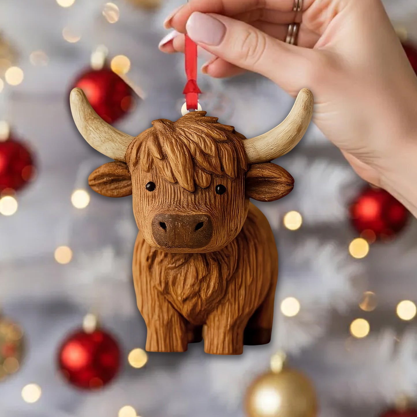Cute Highland Cow Christmas Ornament