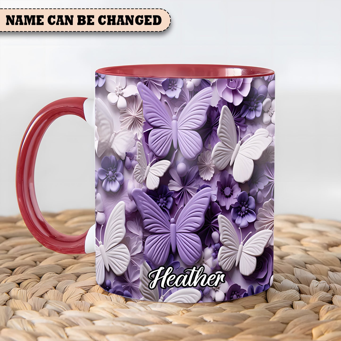 Purple Butterfly - Personalized Accent Mug
