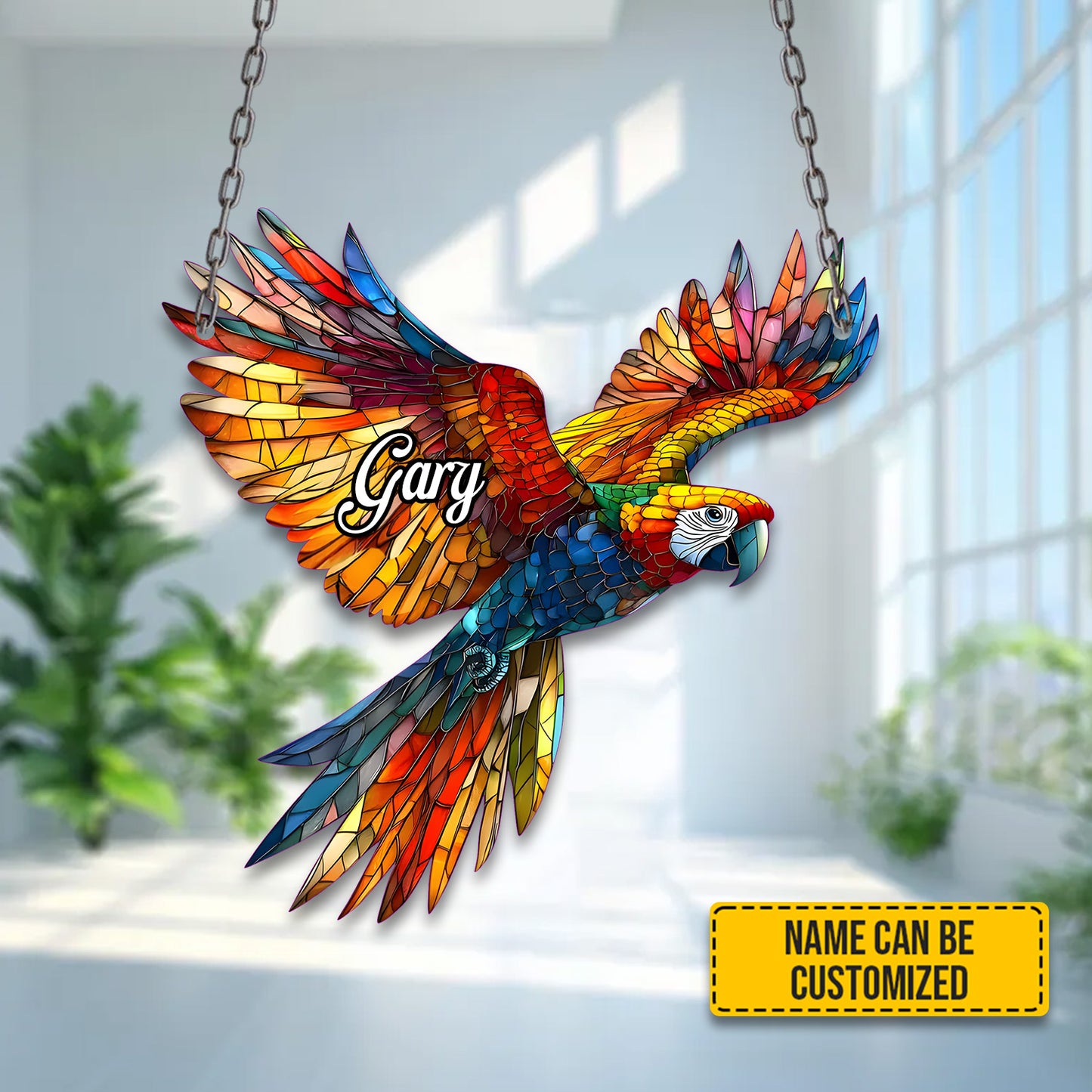 Colorful Flying Parrot - Personalized Acrylic Window