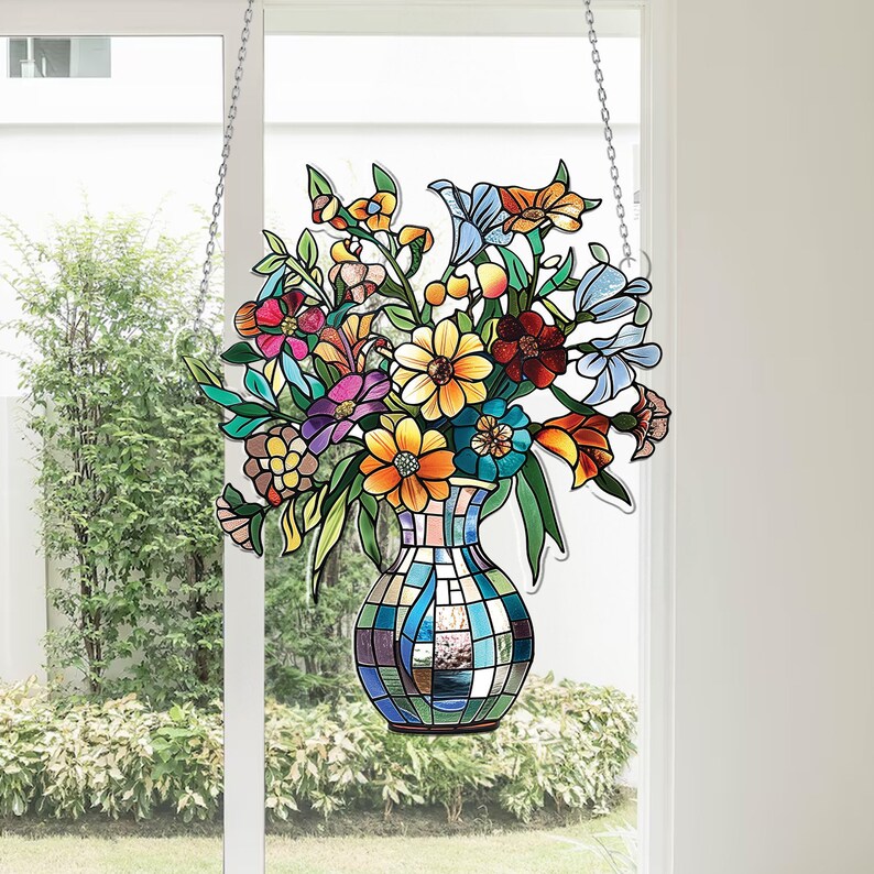 Flower Flask Acrylic Window Hanging