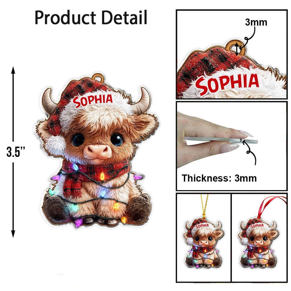 Christmas Highland Cow - Personalized Highland Cow Ornament