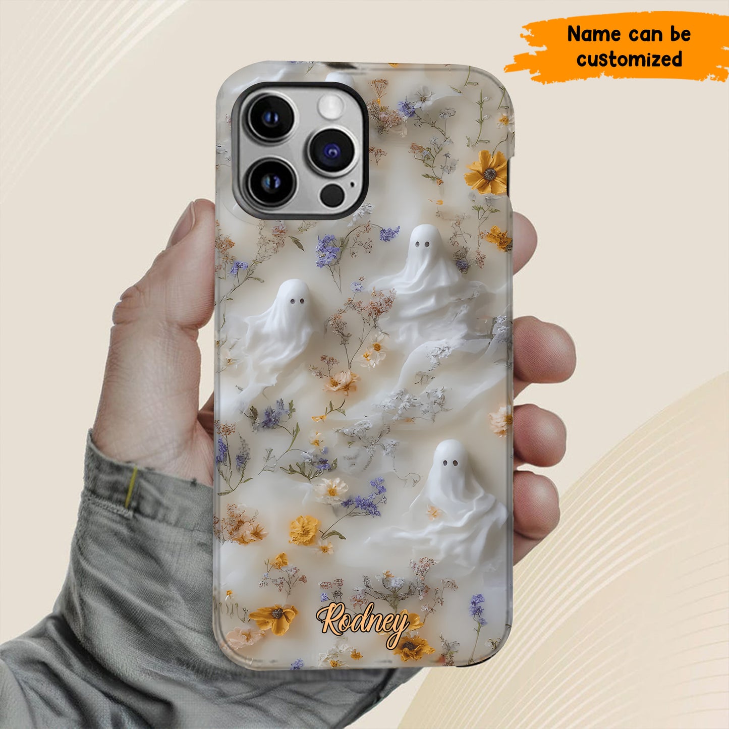 Ghost & Flowers – Personalized Phone Case