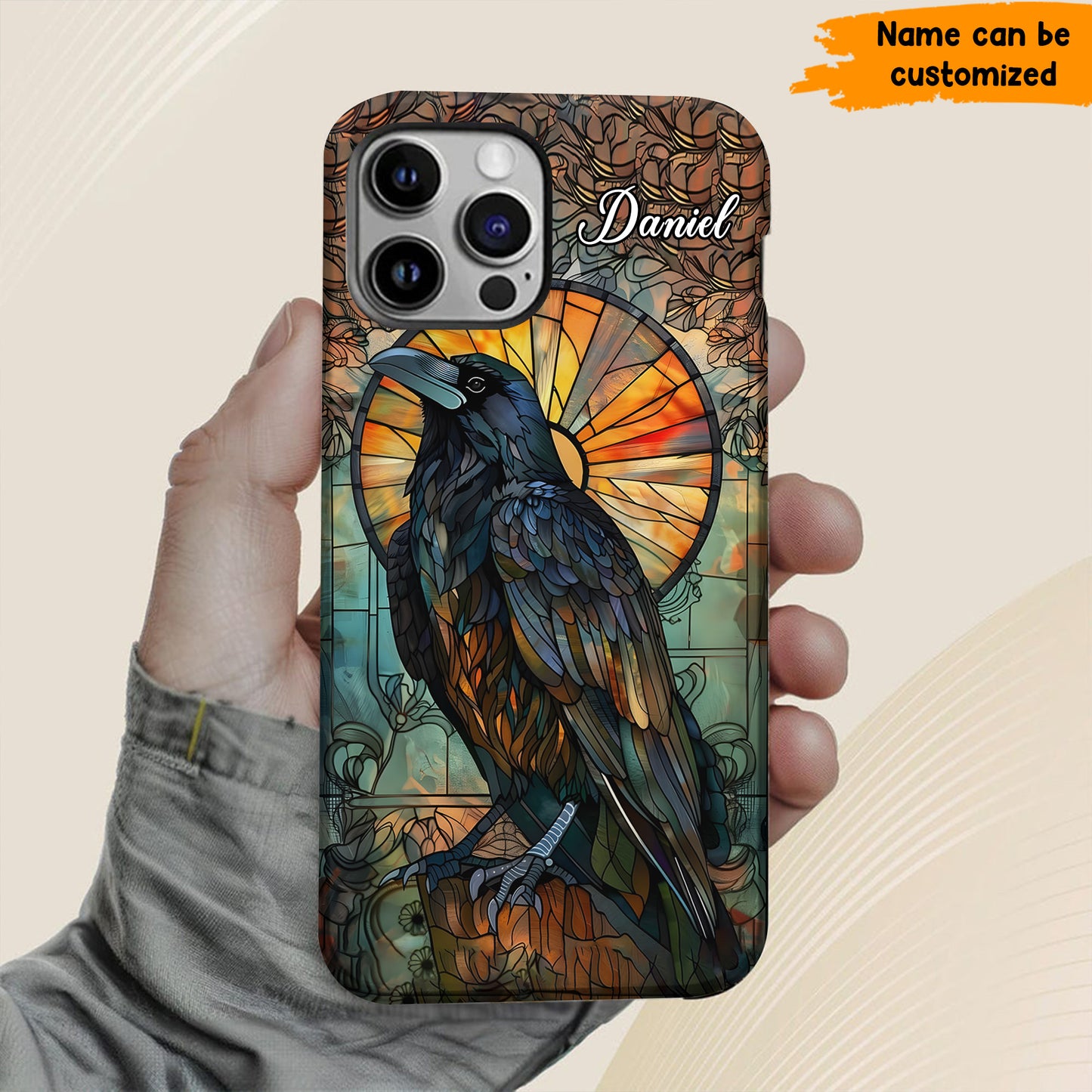 Stained Glass Raven - Personalized Raven Phone Case