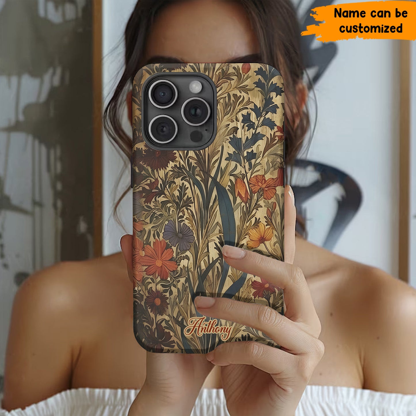 Dark Aesthetic Flower - Personalized Wildflower Phone Case