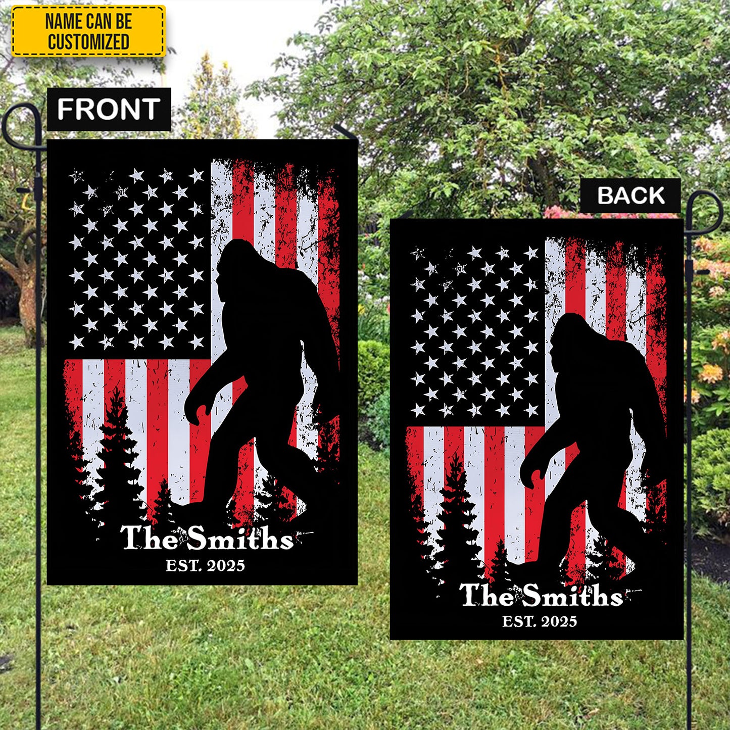Personalized American Bigfoot Garden Flag, House Flag