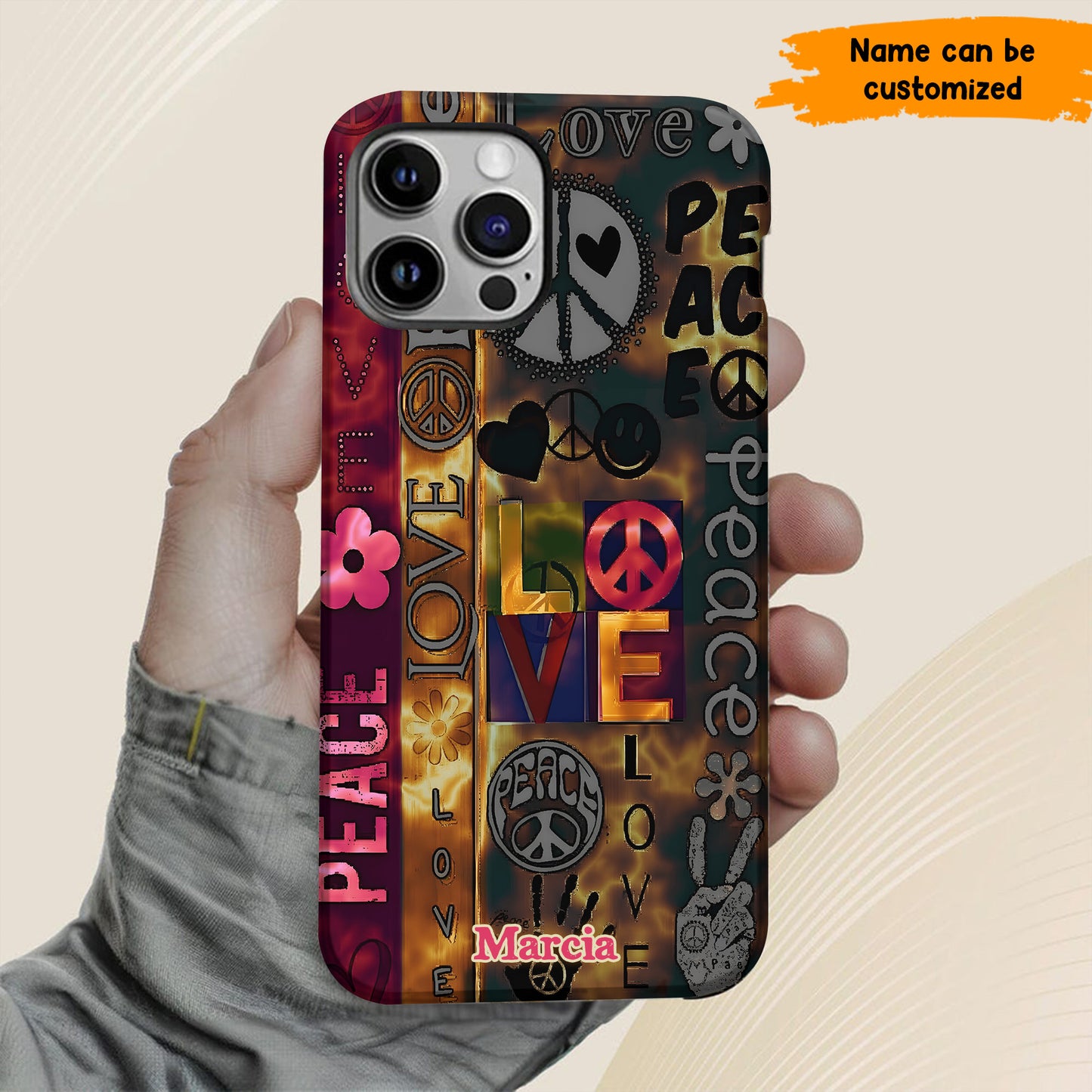Peace & Love Vibes – Personalized Hippie Phone Case